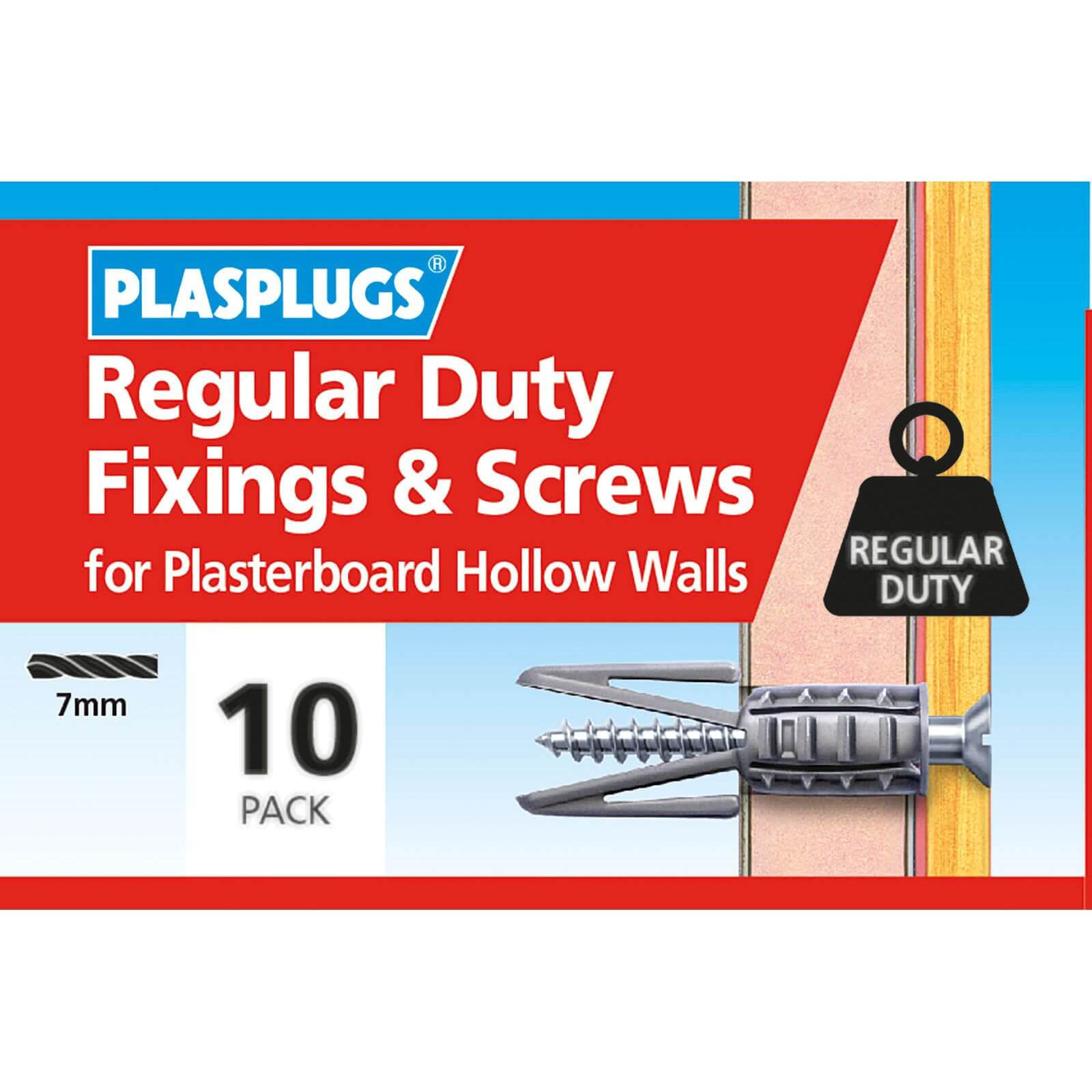 Plasplugs Standard Plasterboard & Screws x 10