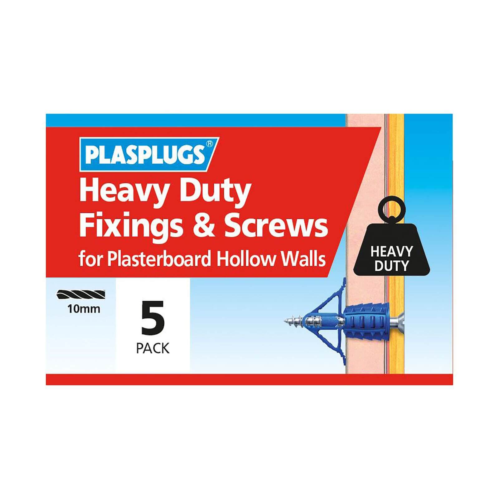 Plasplugs HD Plasterboard & Screws - 5 pack