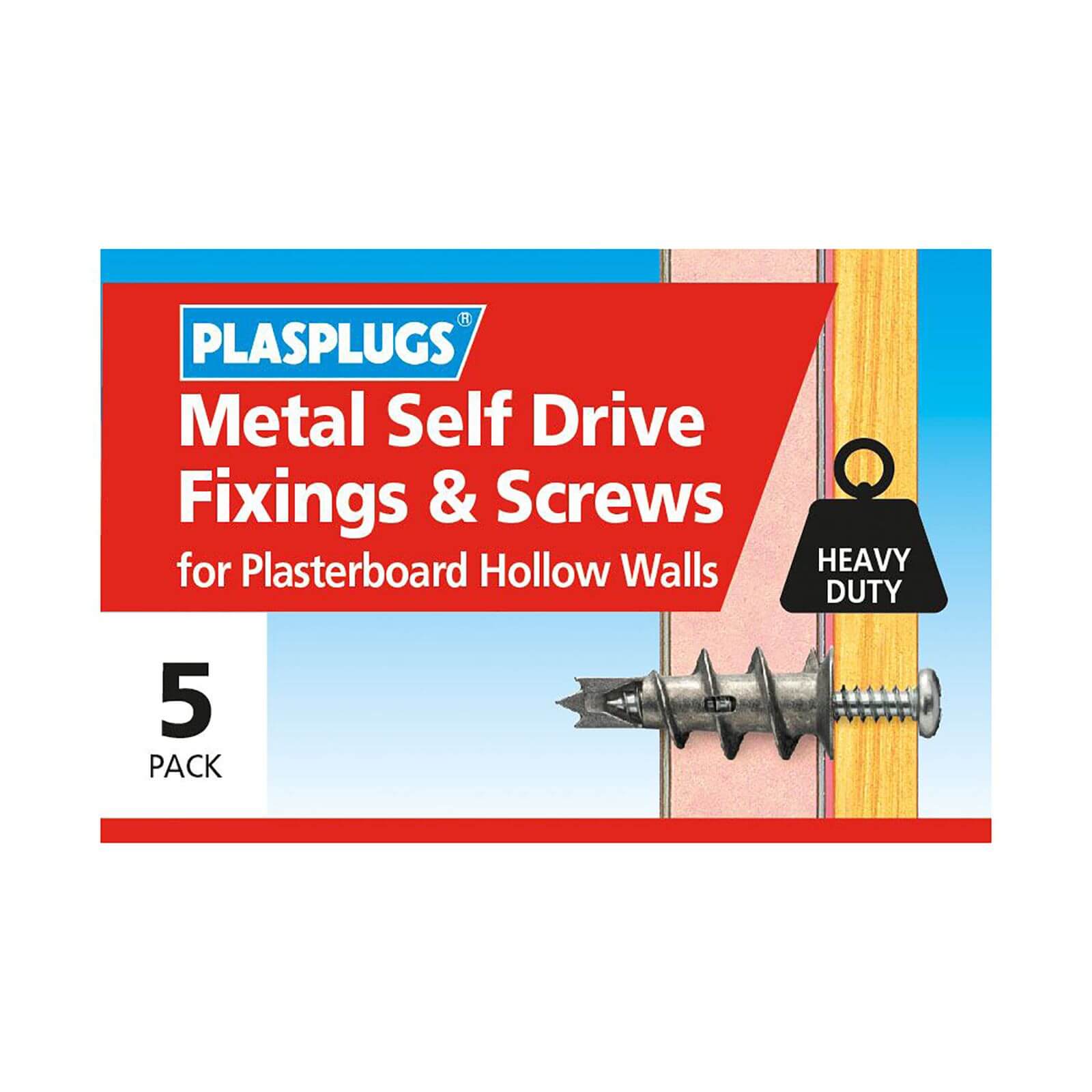 Plasplugs Metal Self Drive & Screws x 5