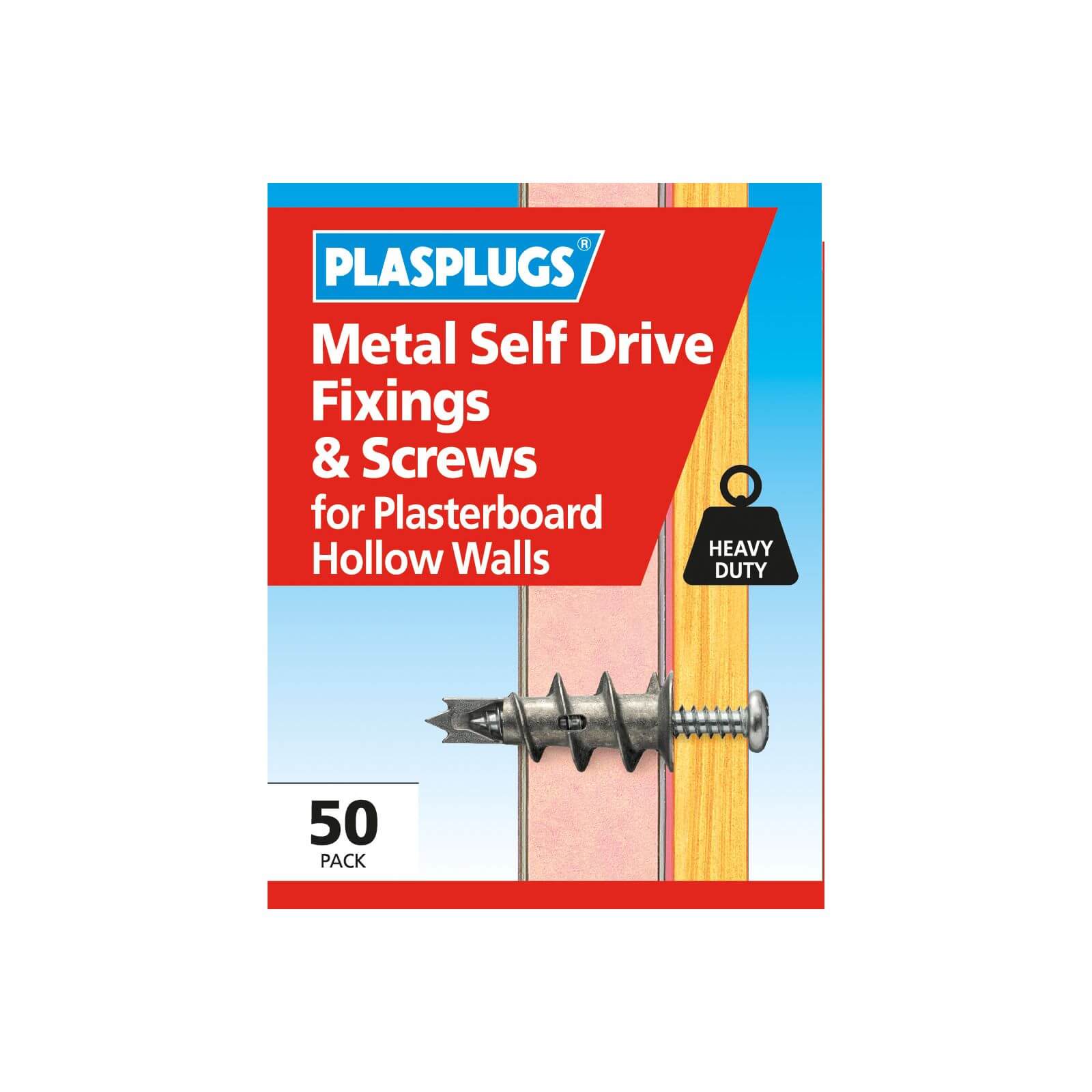 Plasplugs Metal Self Drive & Screws x 50