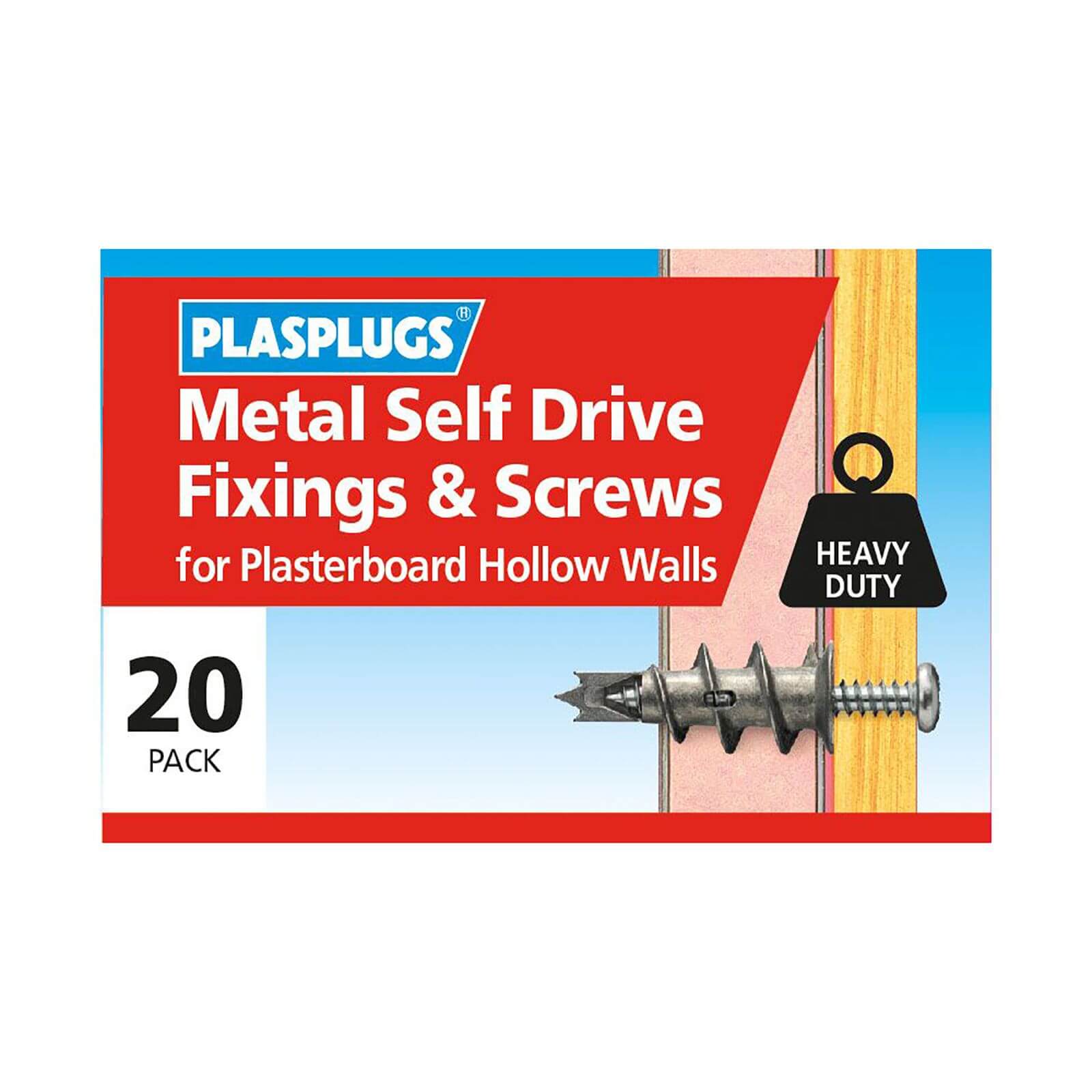 Plasplugs Metal Self Drive & Screws x 20