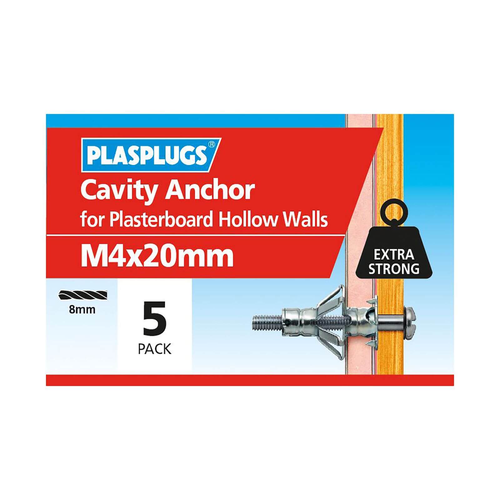 Plasplugs Cavity Anchor M4 x 20 - Pack of 5
