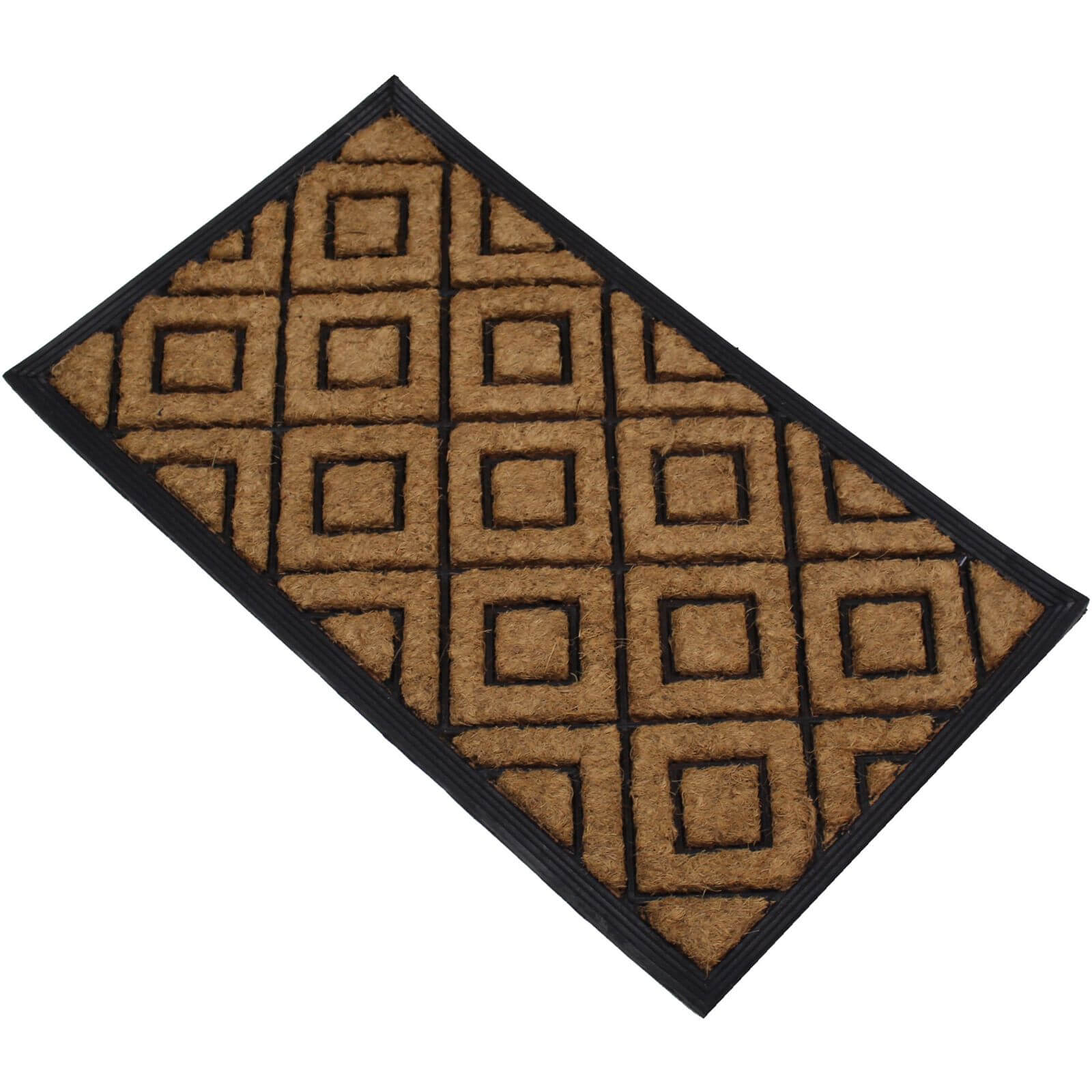Check Rubber Coir Doormat 40 x 70cm Homebase