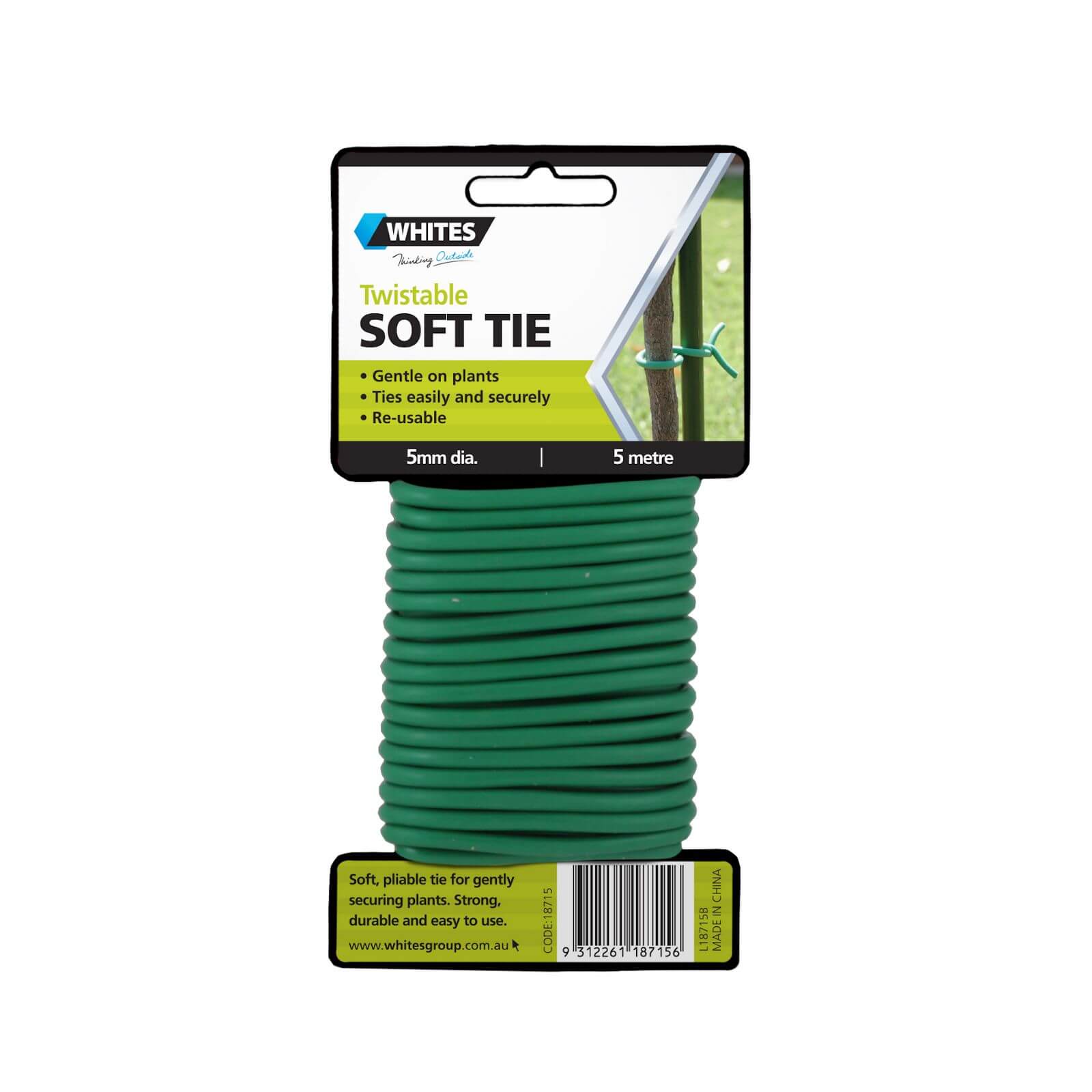 Whites Twistable Soft Tie ? Green / 5mm