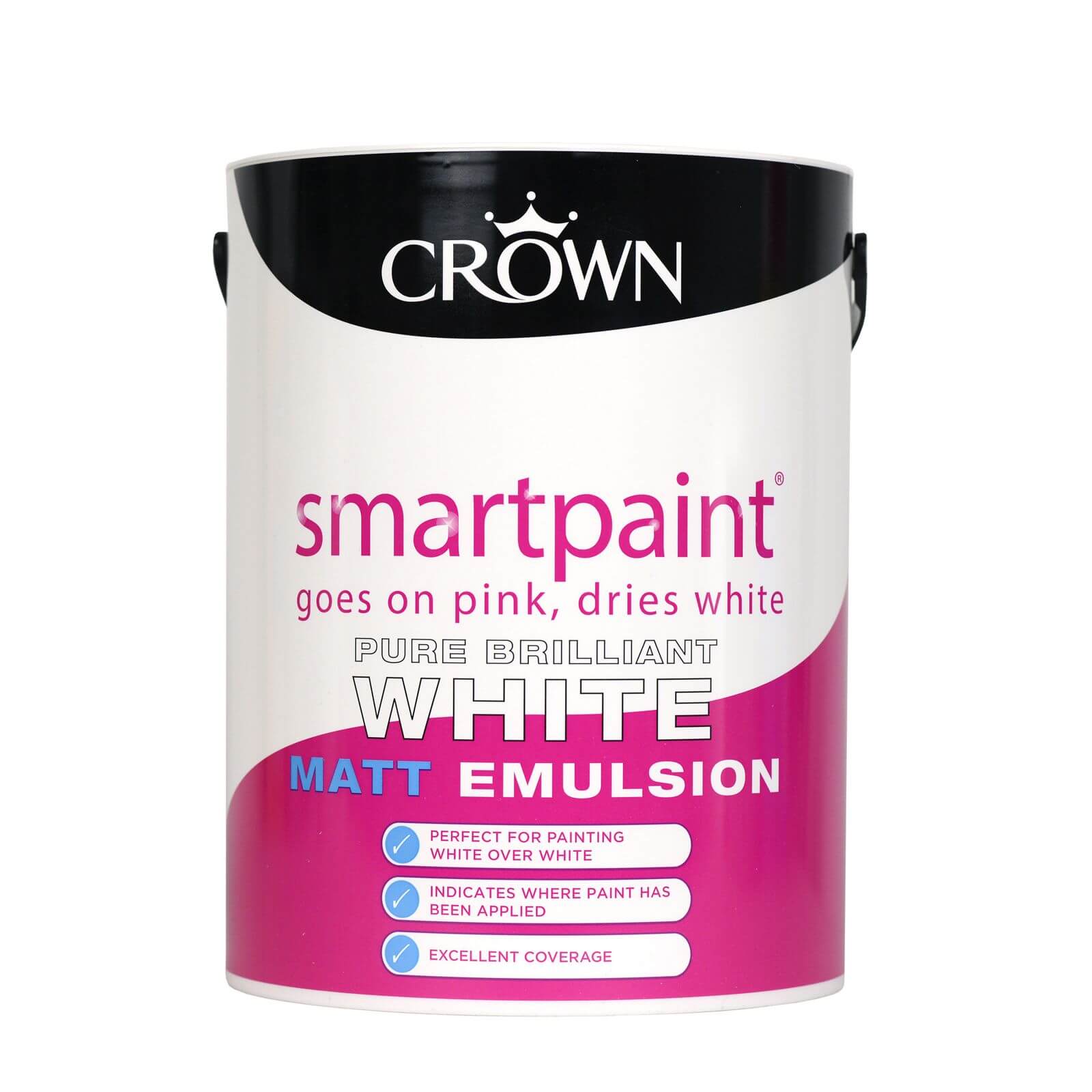 Crown SmartPaint Matt Emulsion Brilliant White - 5L