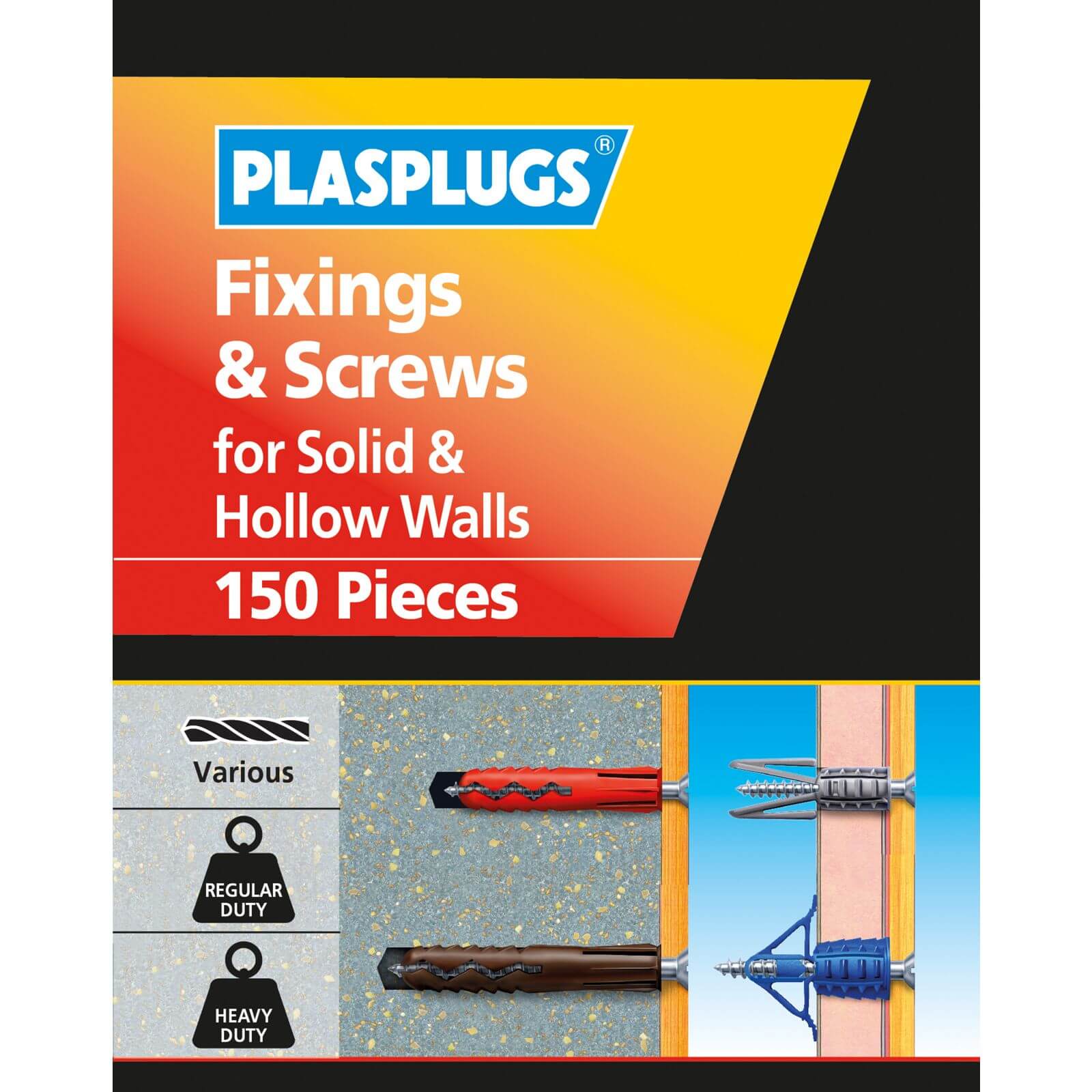 Plasplugs Hollow & Solid Wall Kit 150 mixed pieces