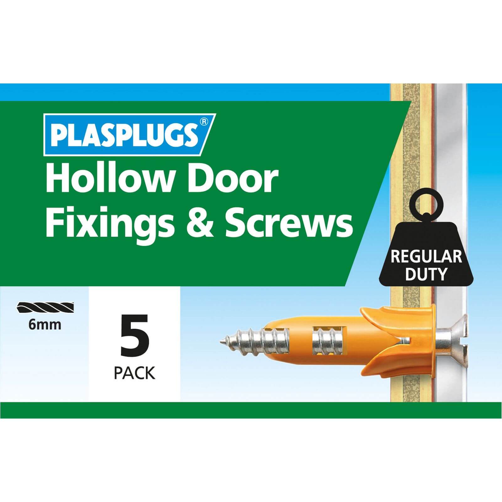 Plasplugs Hollow Door & Screws x 5