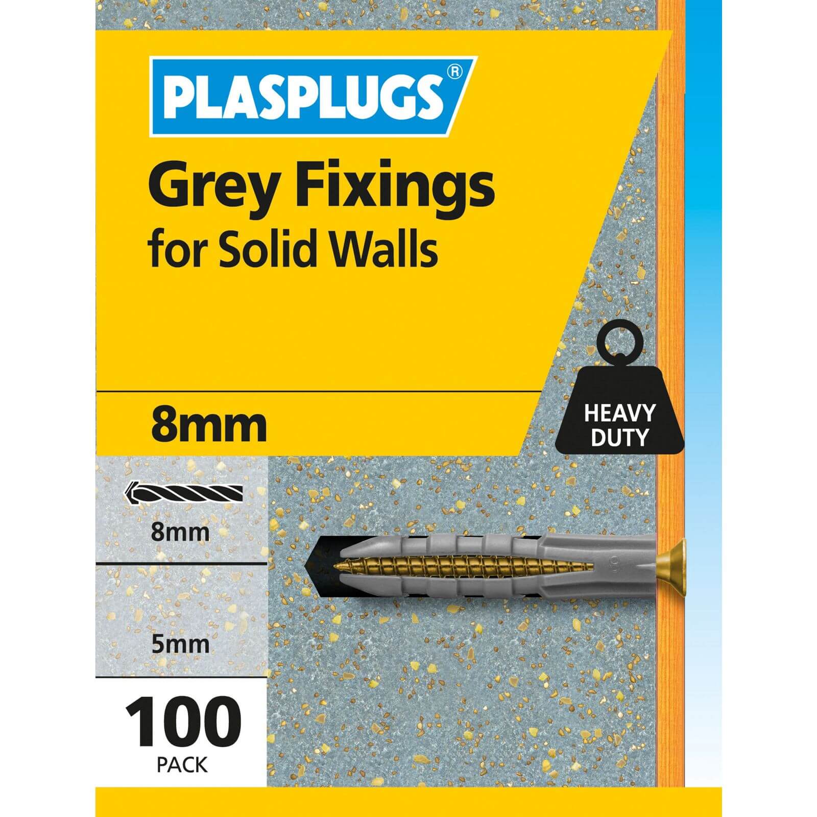 Grey Solid Wall Fixings x 100