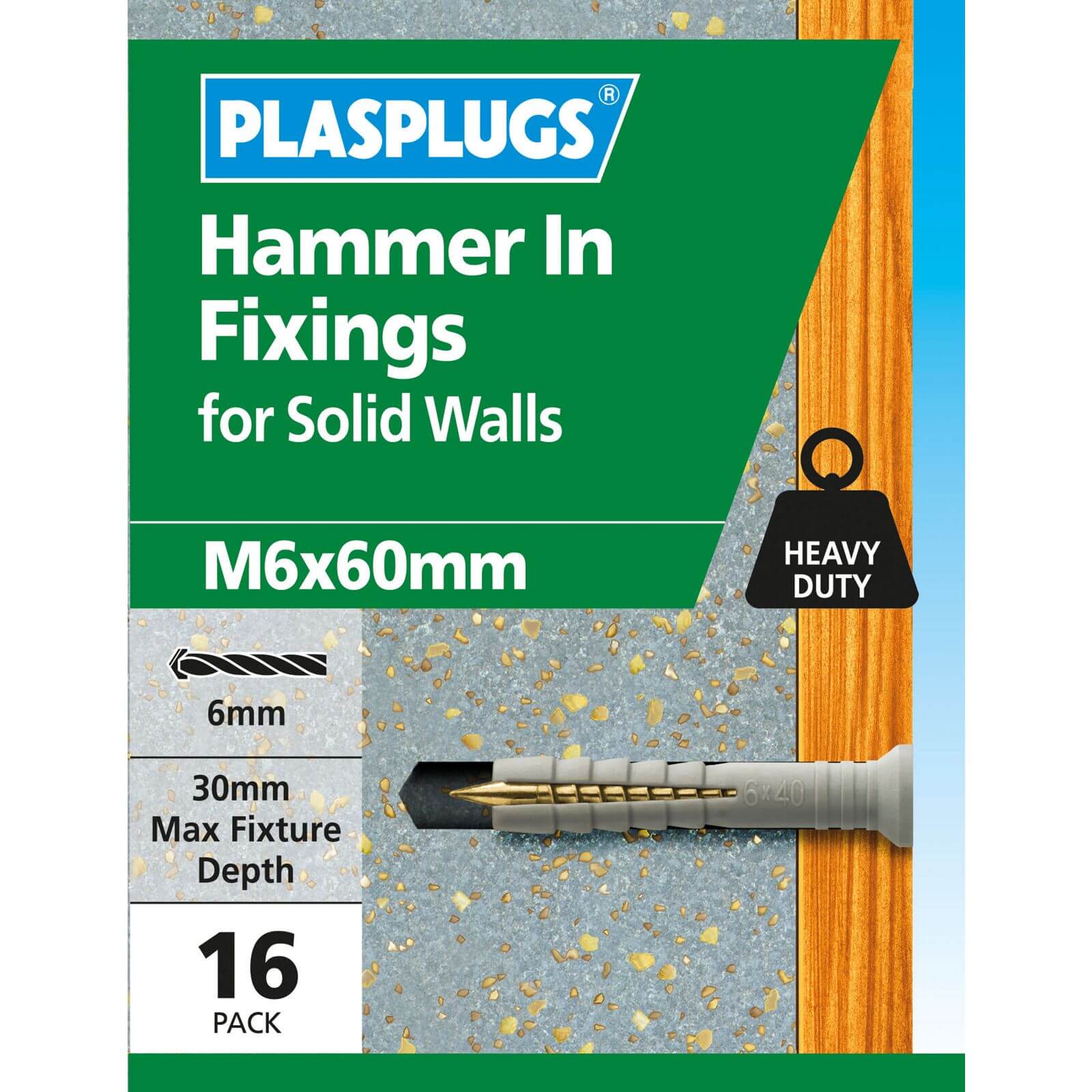 Hammer In Fixings M6 x 60 - 10 Pack