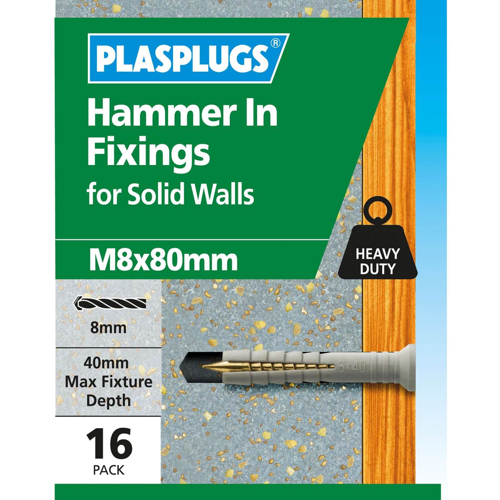 Hammer In Fixings M8 X 80 10 Pk