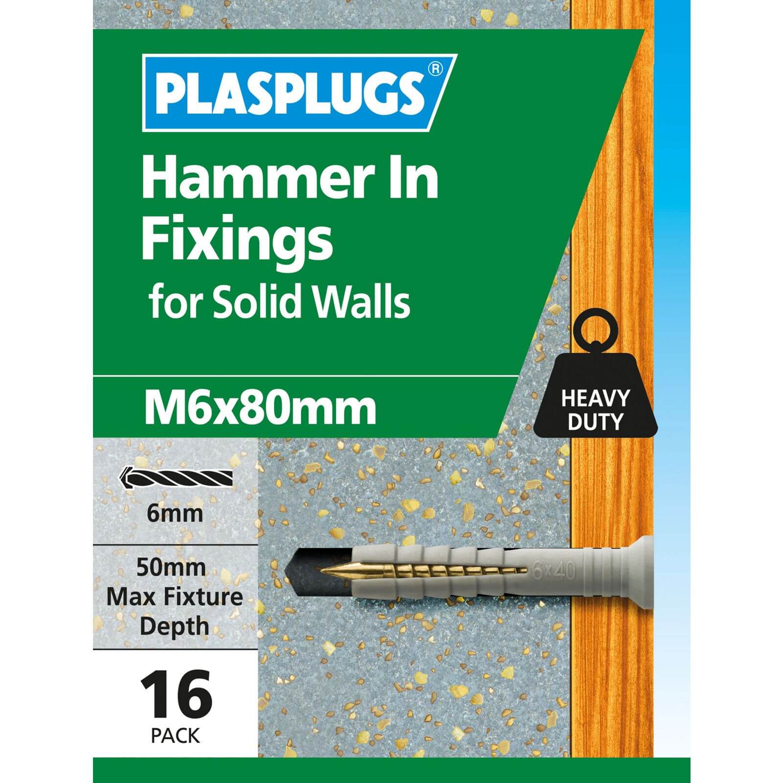 Hammer In Fixings M6 X 80 10 Pk
