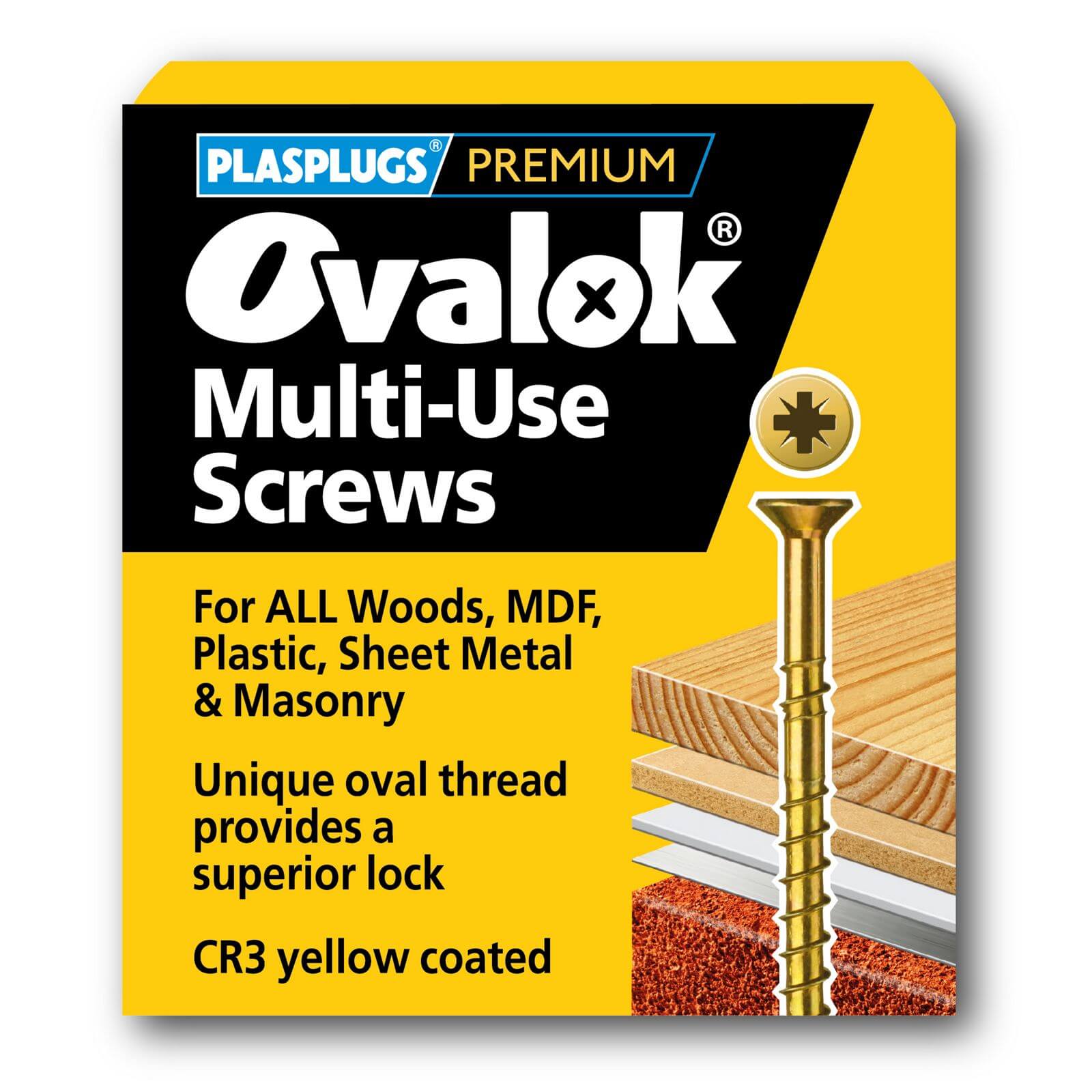 Ovalok Multi Purpose Screw - 3 x 12mm - 50 Pack