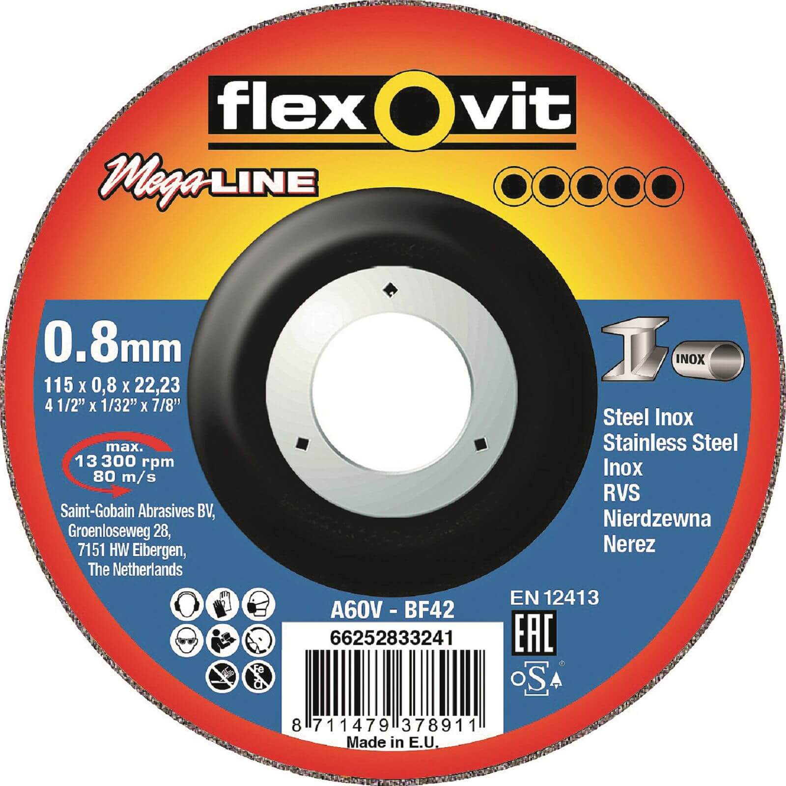 Flexovit Megaline Steel Inox Cutting Off Wheel - 115mm