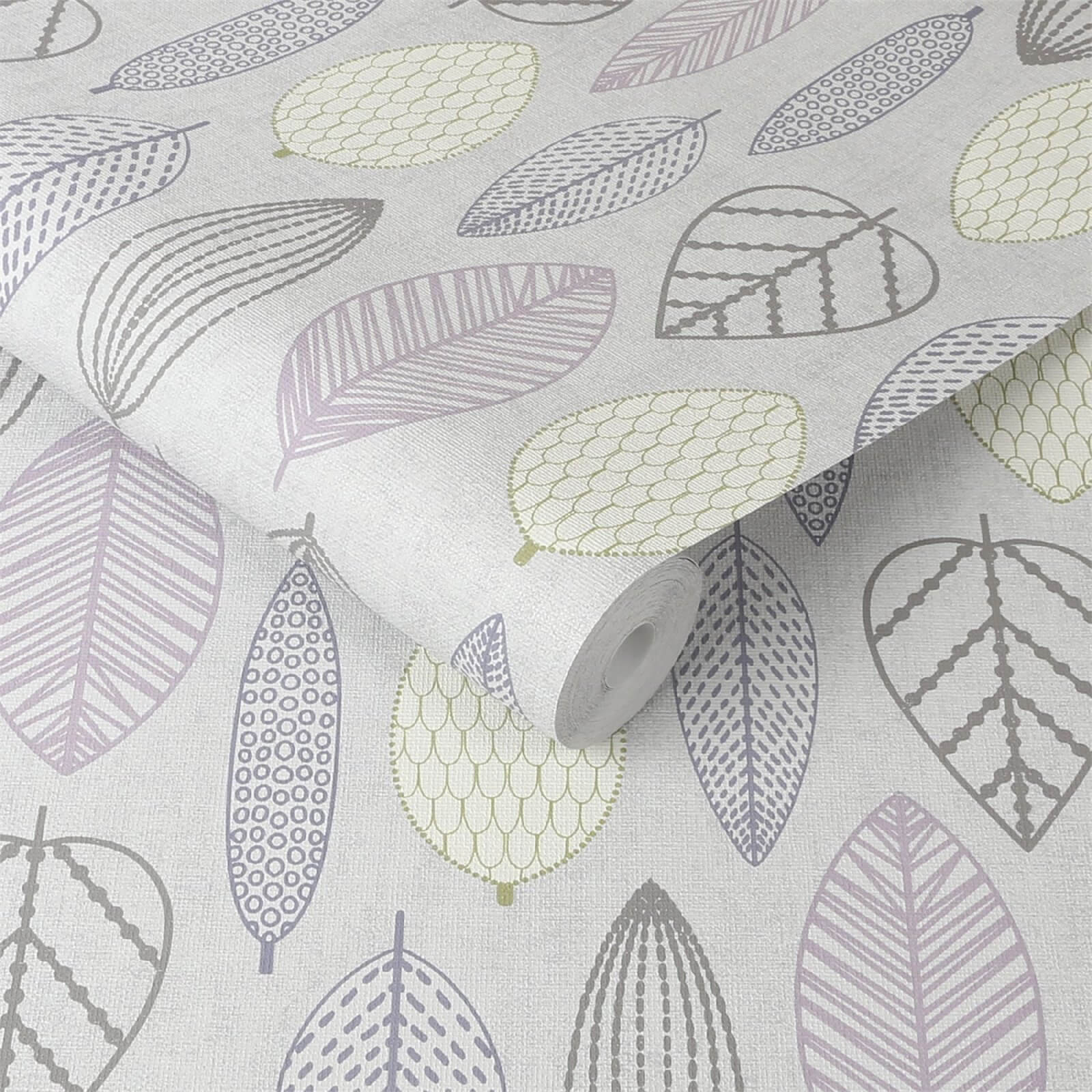 Superfresco Easy Paste the Wall Scandi Leaf Lilac Wallpaper