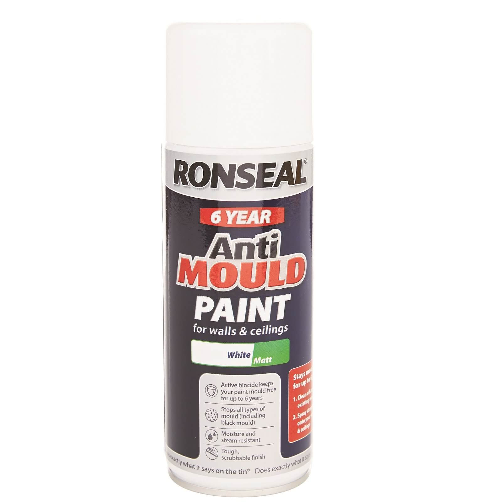 Ronseal Quick Drying Anti Mould Paint White Matt Aero - 400ml