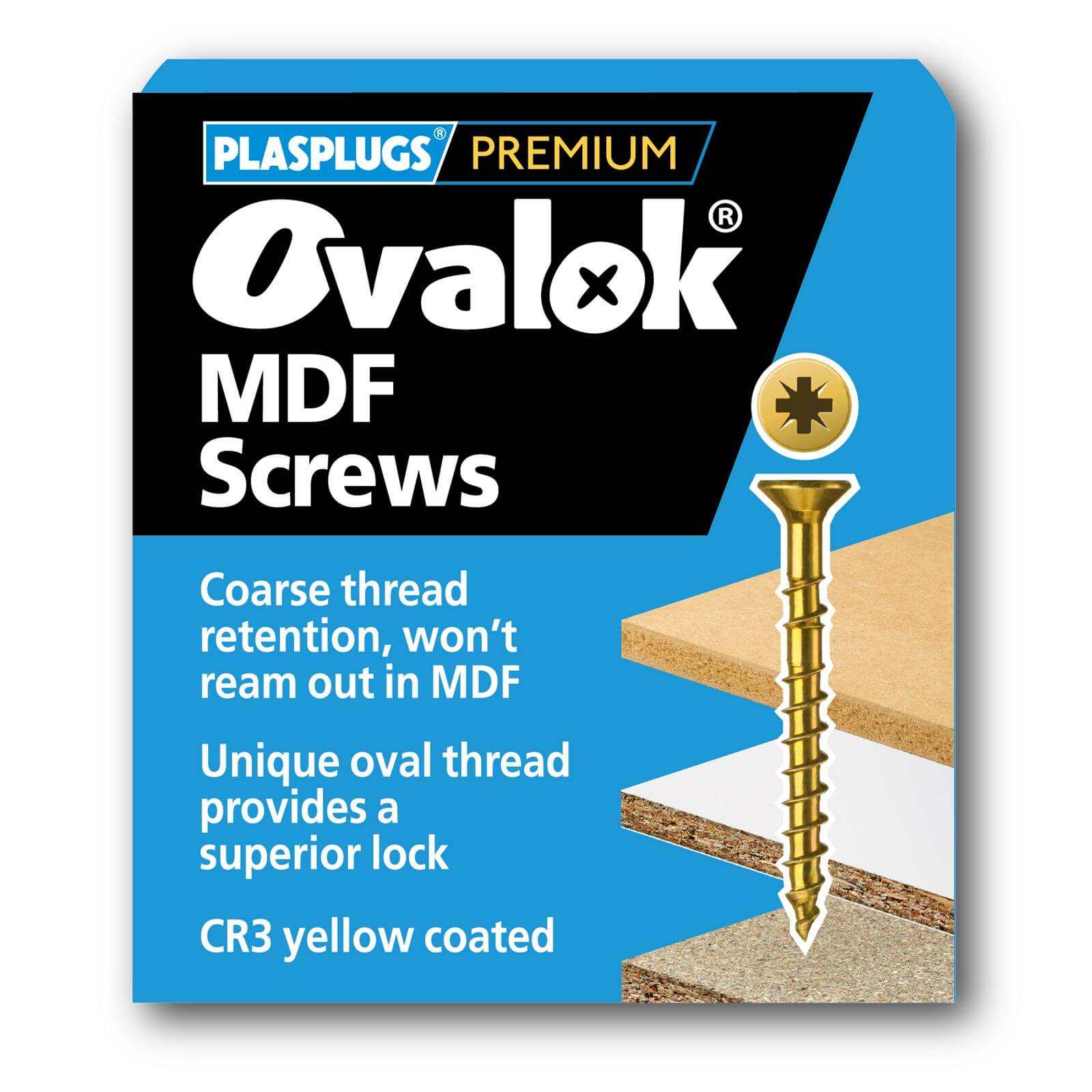 Ovalok MDF Screw  - 4.0 x 45mm - 50 Pack