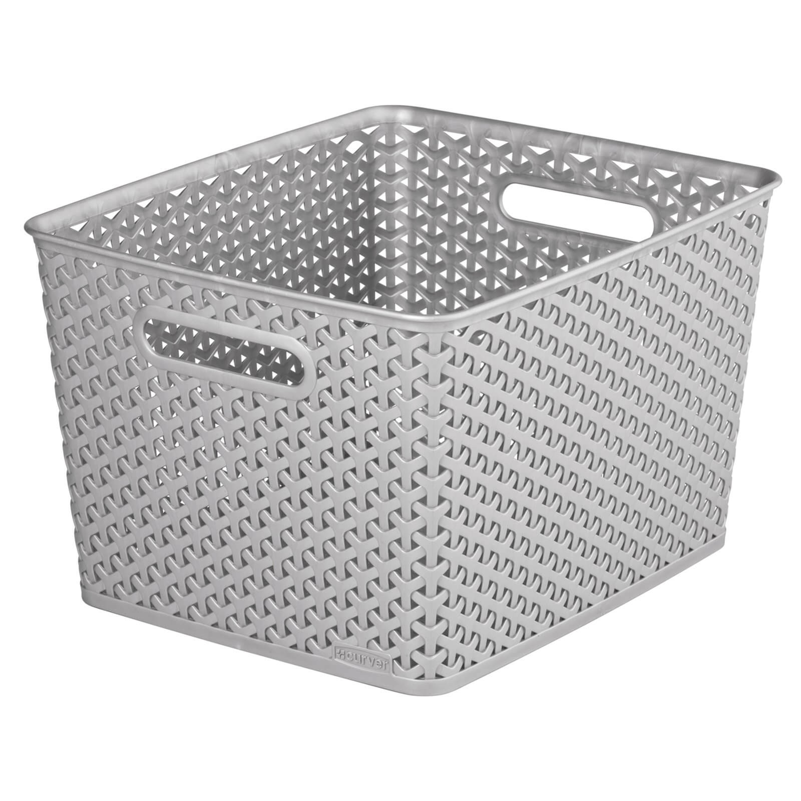 Curver My Style Large Rectangular Plastic Storage Basket - Grey - 18L