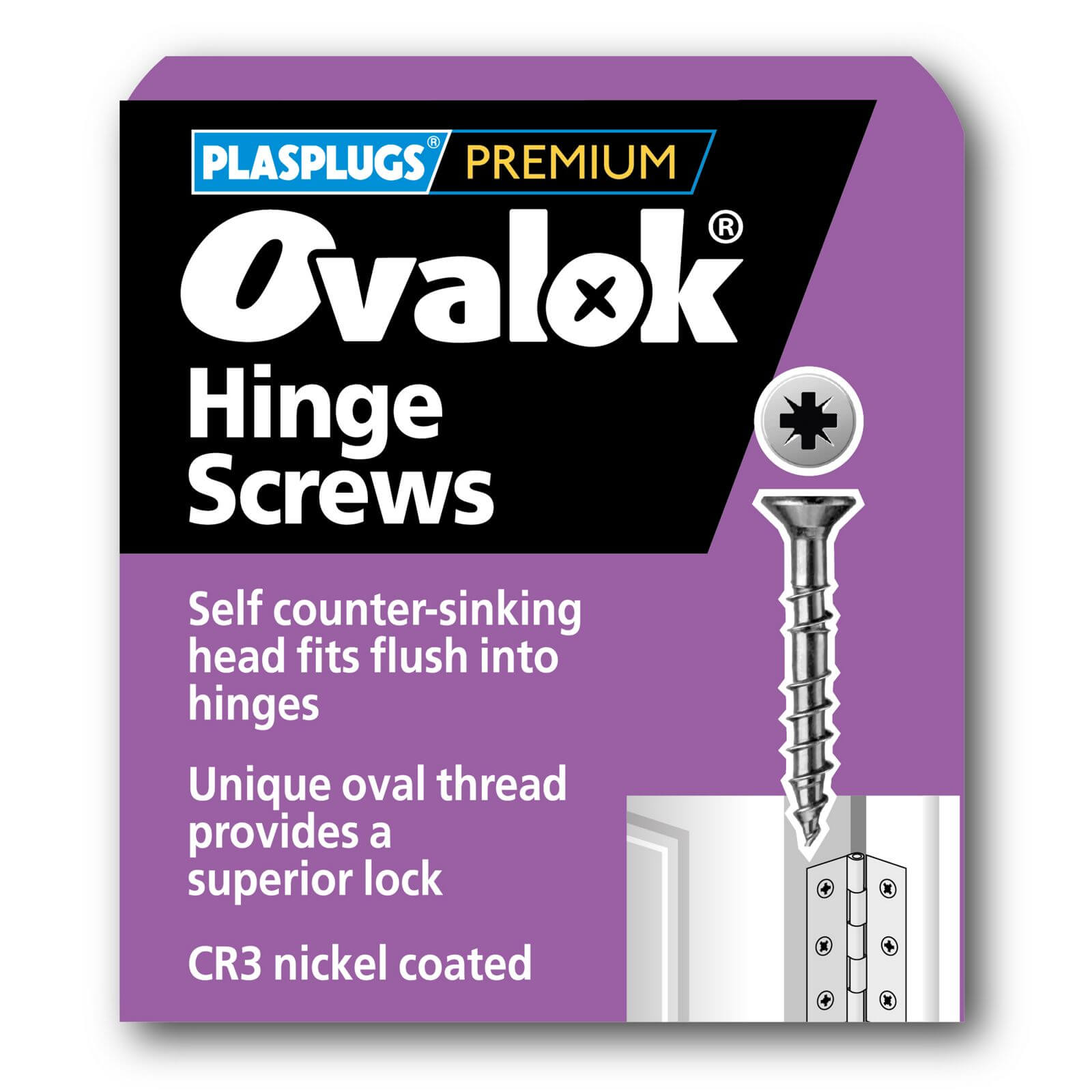 Ovalok Hinge Chrome Screw - 4.5 x 40mm - 50 Pack