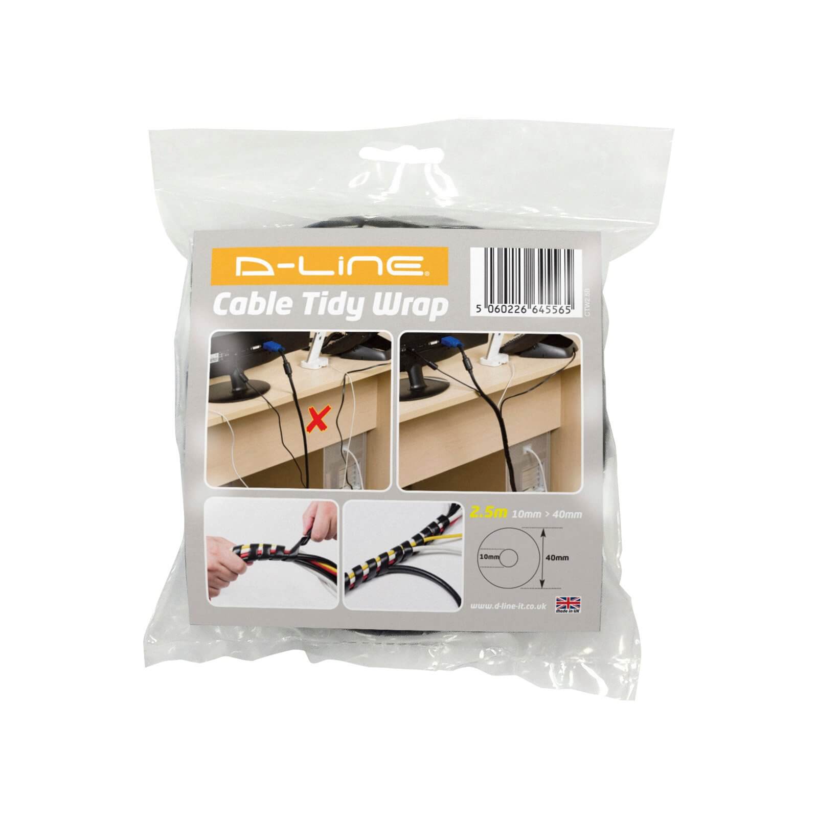 D-Line Cable Tidy Wrap 10-40mm x 2.5m Black