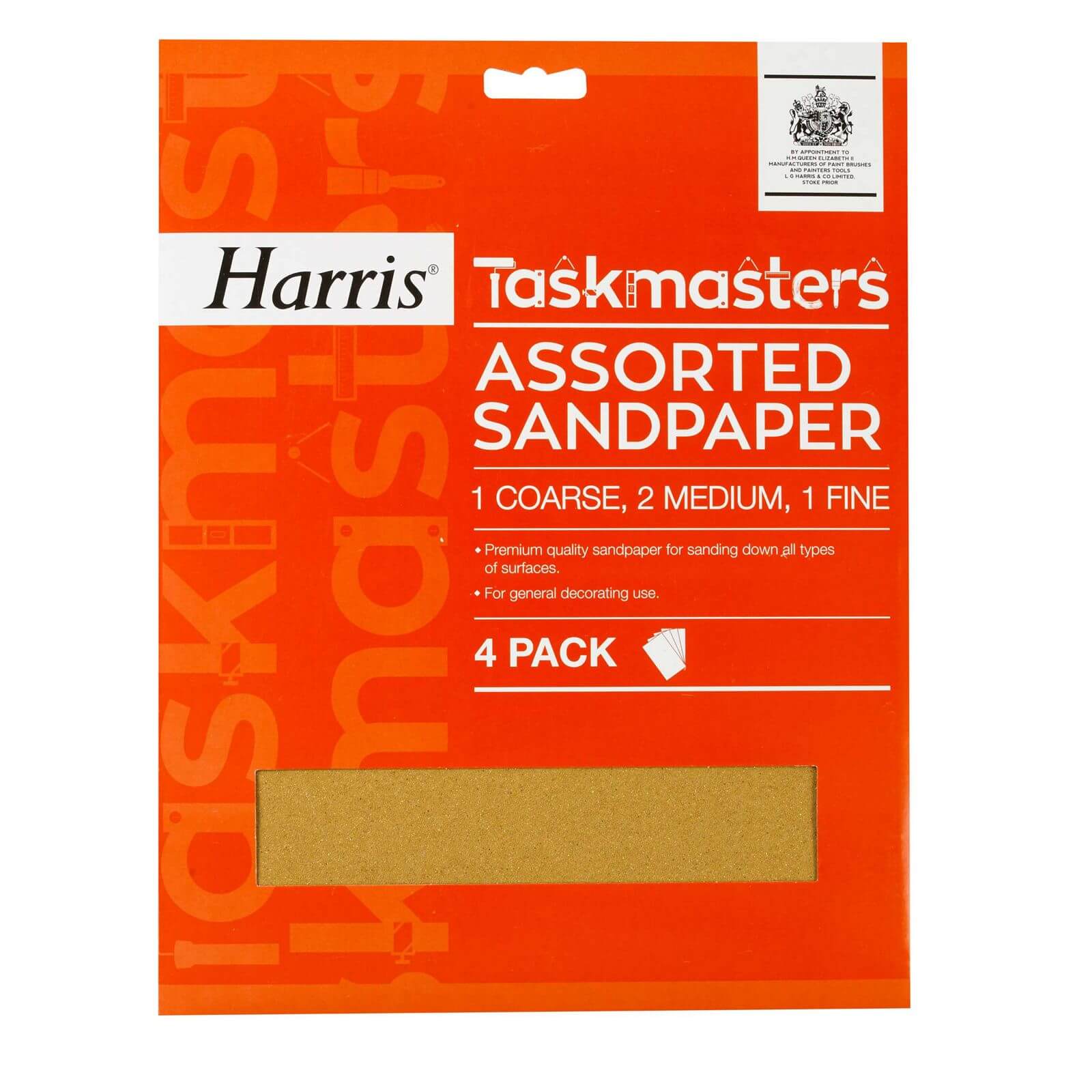 Harris Taskmasters Assorted Sandpaper - 4 Pack