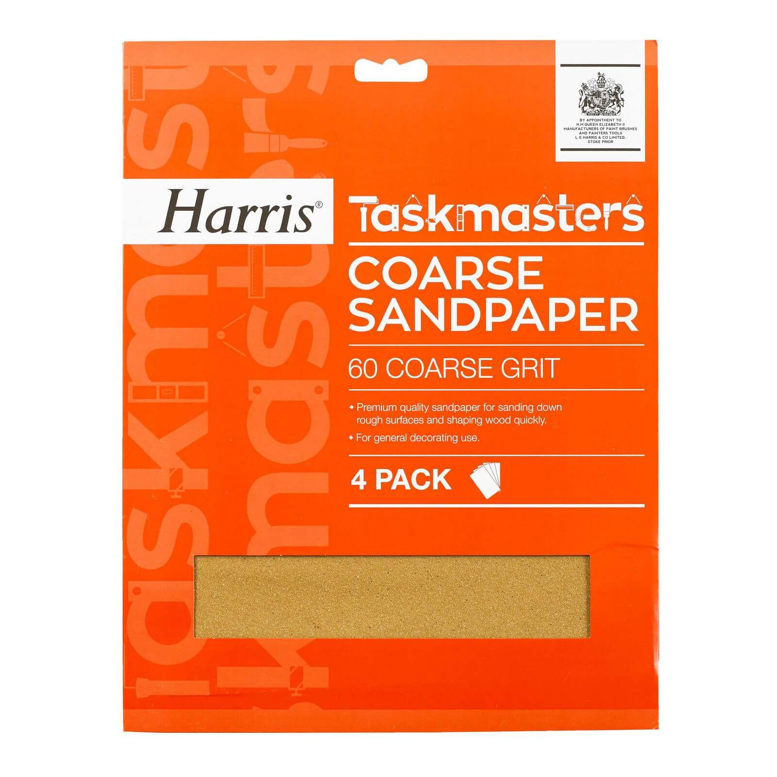 Harris Taskmasters Coarse Sandpaper - 4 Pack