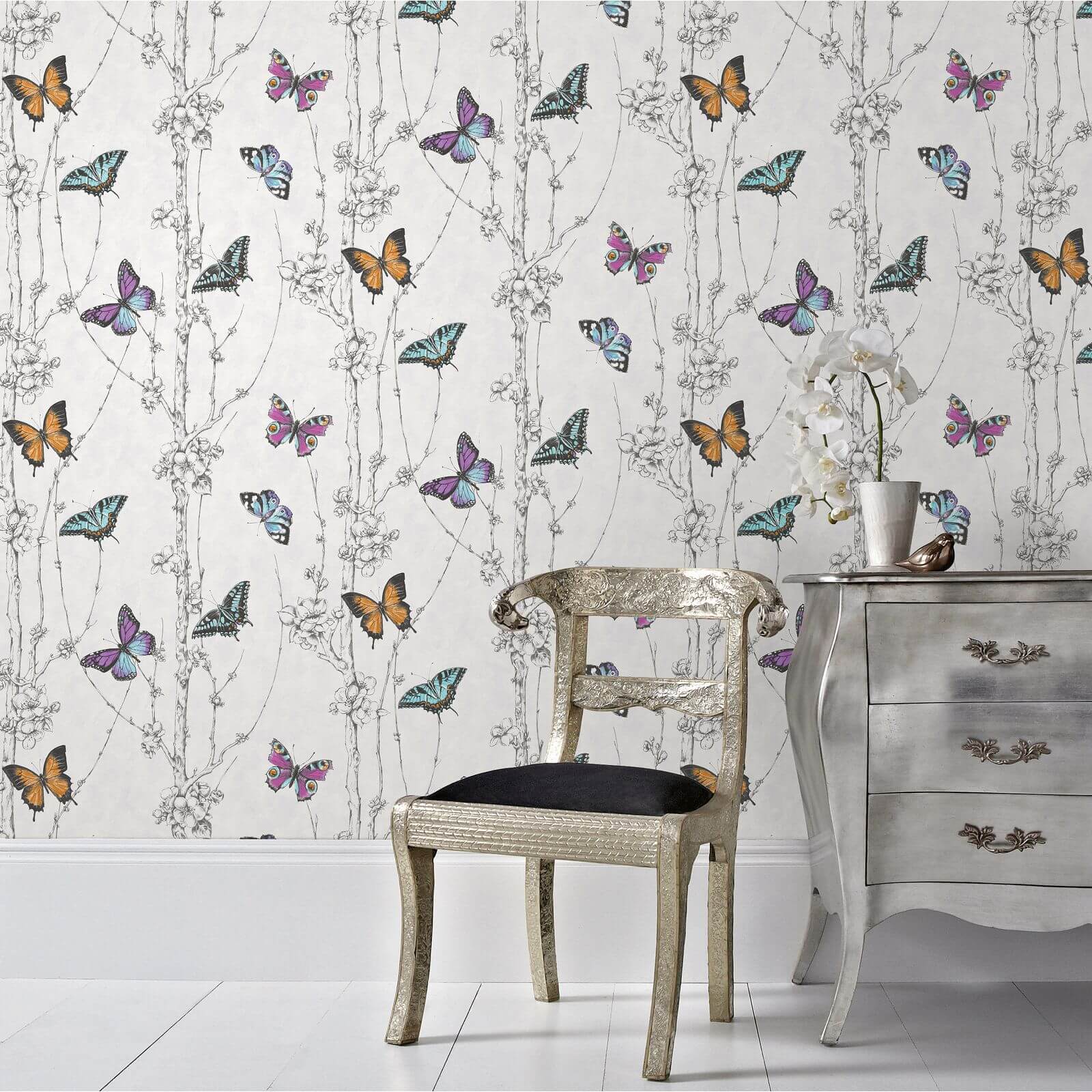 Fresco Flutter Forest Multicoloured Wallpaper