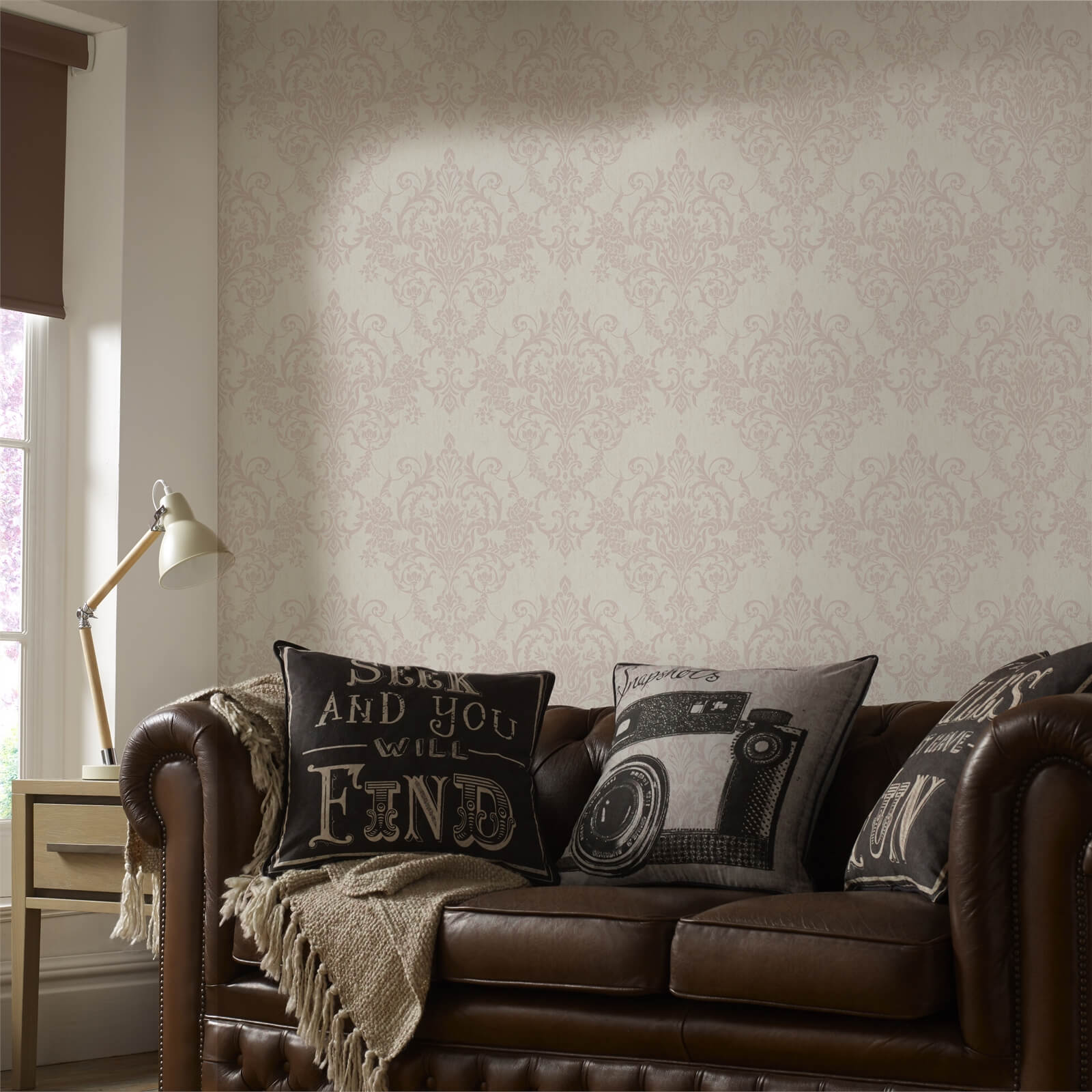 Superfresco Easy Paste the Wall Victorian Damask Wallpaper - Rose Gold