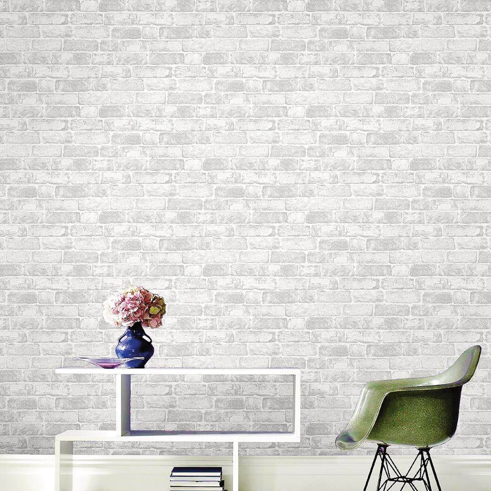 Fresco White Brick Wall Wallpaper