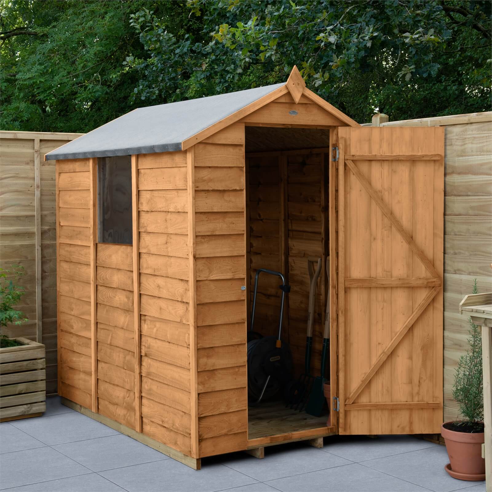 6x4ft Forest Overlap Dip Treated Apex Shed -incl. Installation
