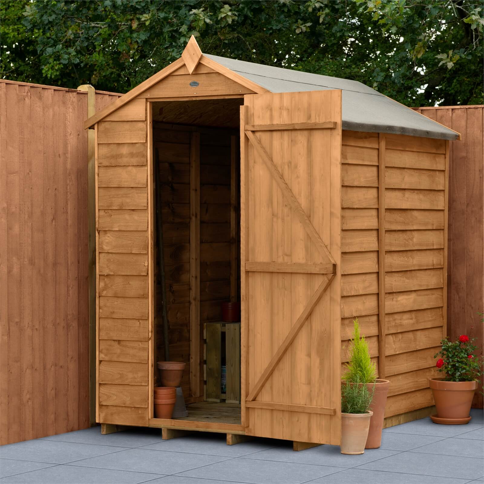 6x4ft Forest Overlap Dip Treated Apex Shed - No Window- incl. Installation