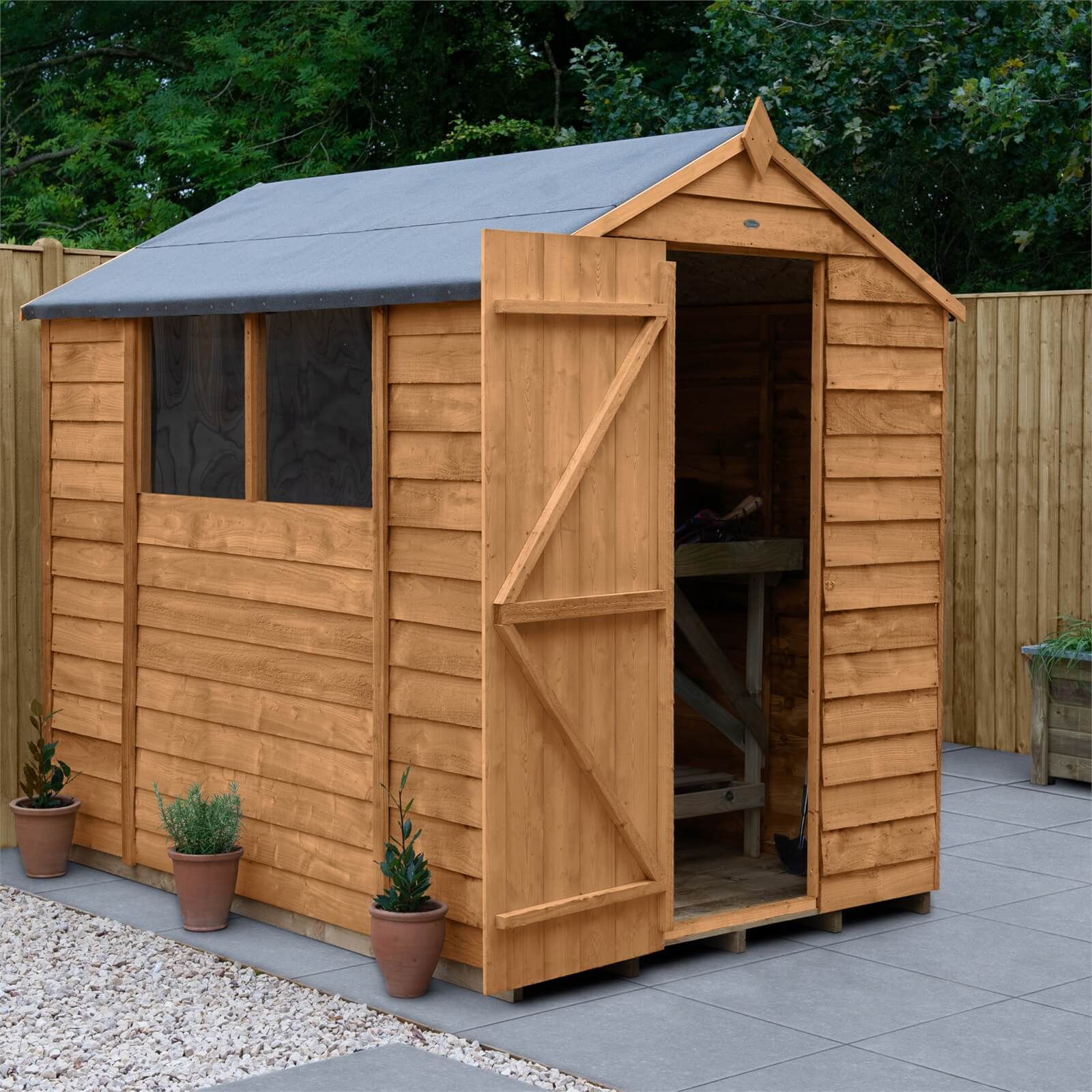 7x5ft Forest Overlap Dip Treated Apex Shed - incl. Installation