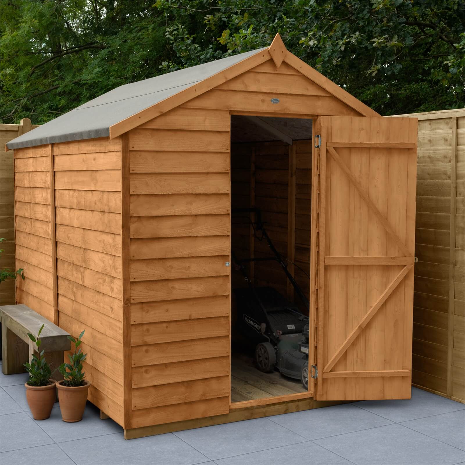 8x6ft Forest Overlap Dip Treated Apex Shed - No Window- incl. Installation