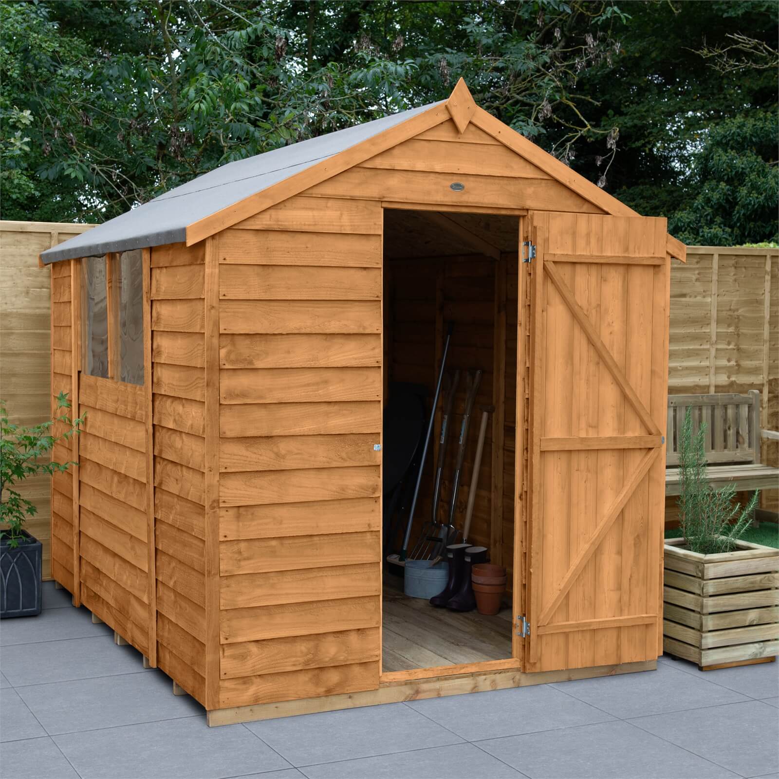 8x6ft Forest Overlap Dip Treated Apex Shed - incl. Installation