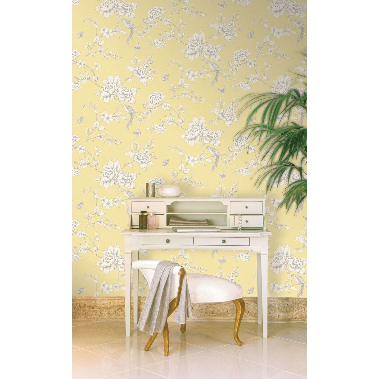 Grandeco Ellis Wallpaper - Yellow