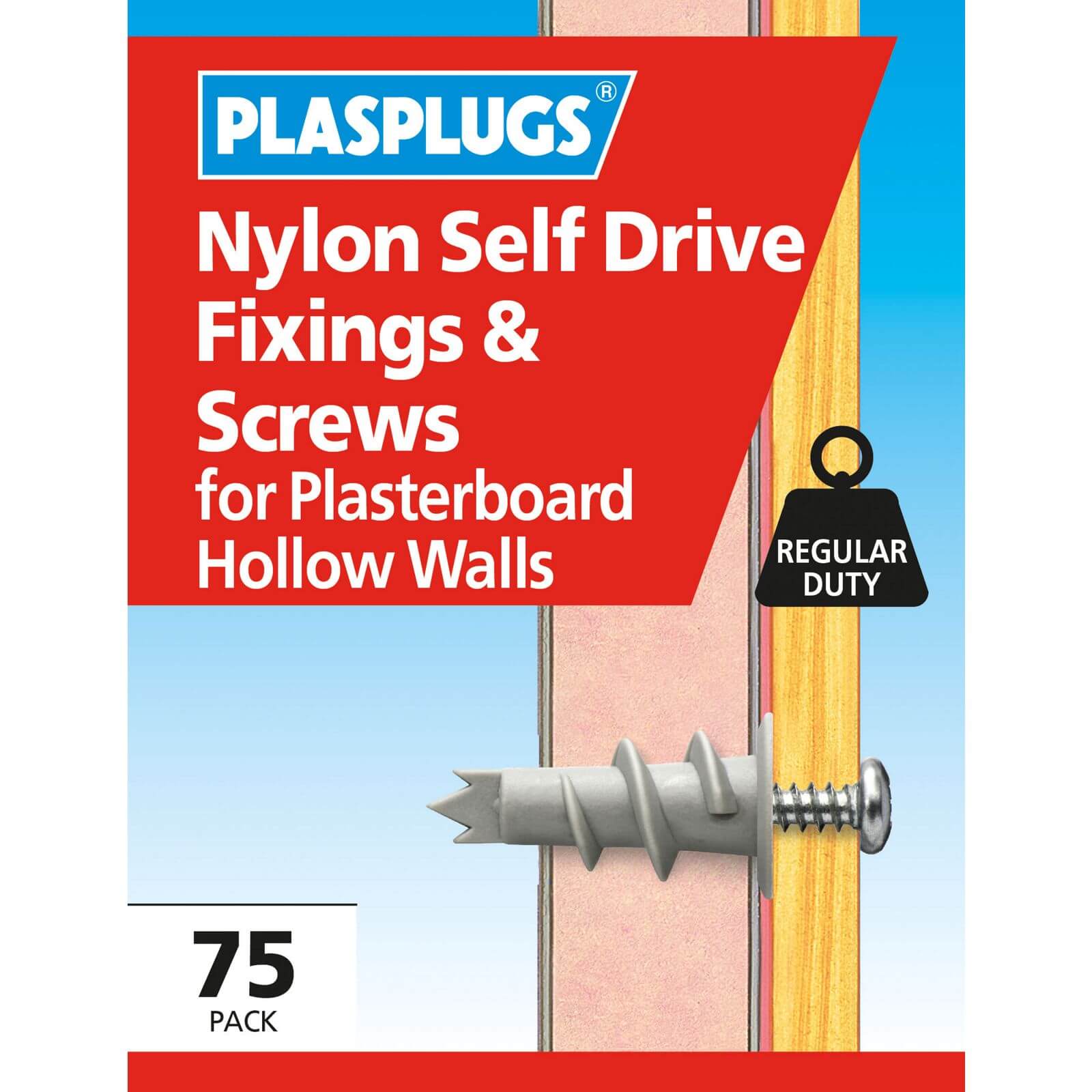 Nylon Self Drive Fixings & Screw - 75 Pack