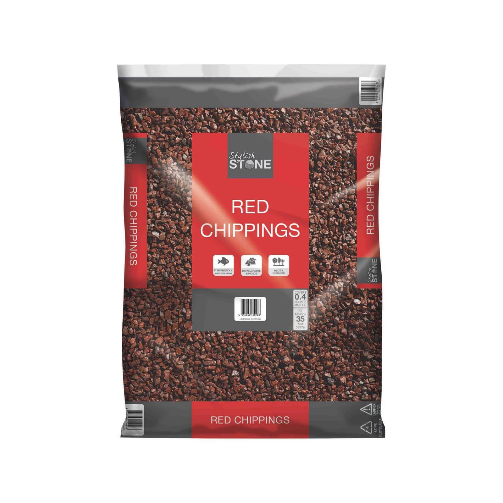Stylish Stone Red Chippings - Large Pack - 19kg