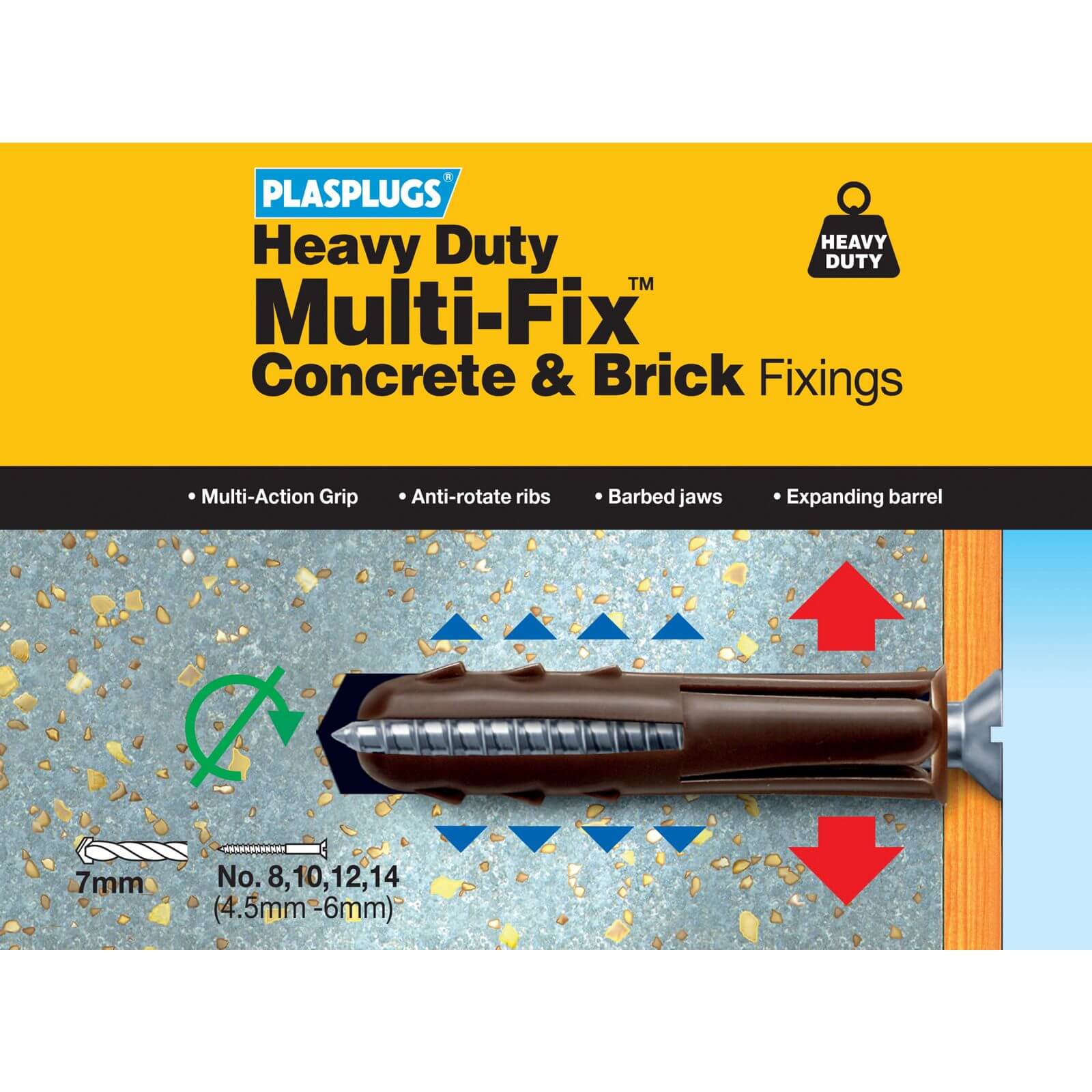 Heavy Duty Concrete Brick Fixings - 20 Pack