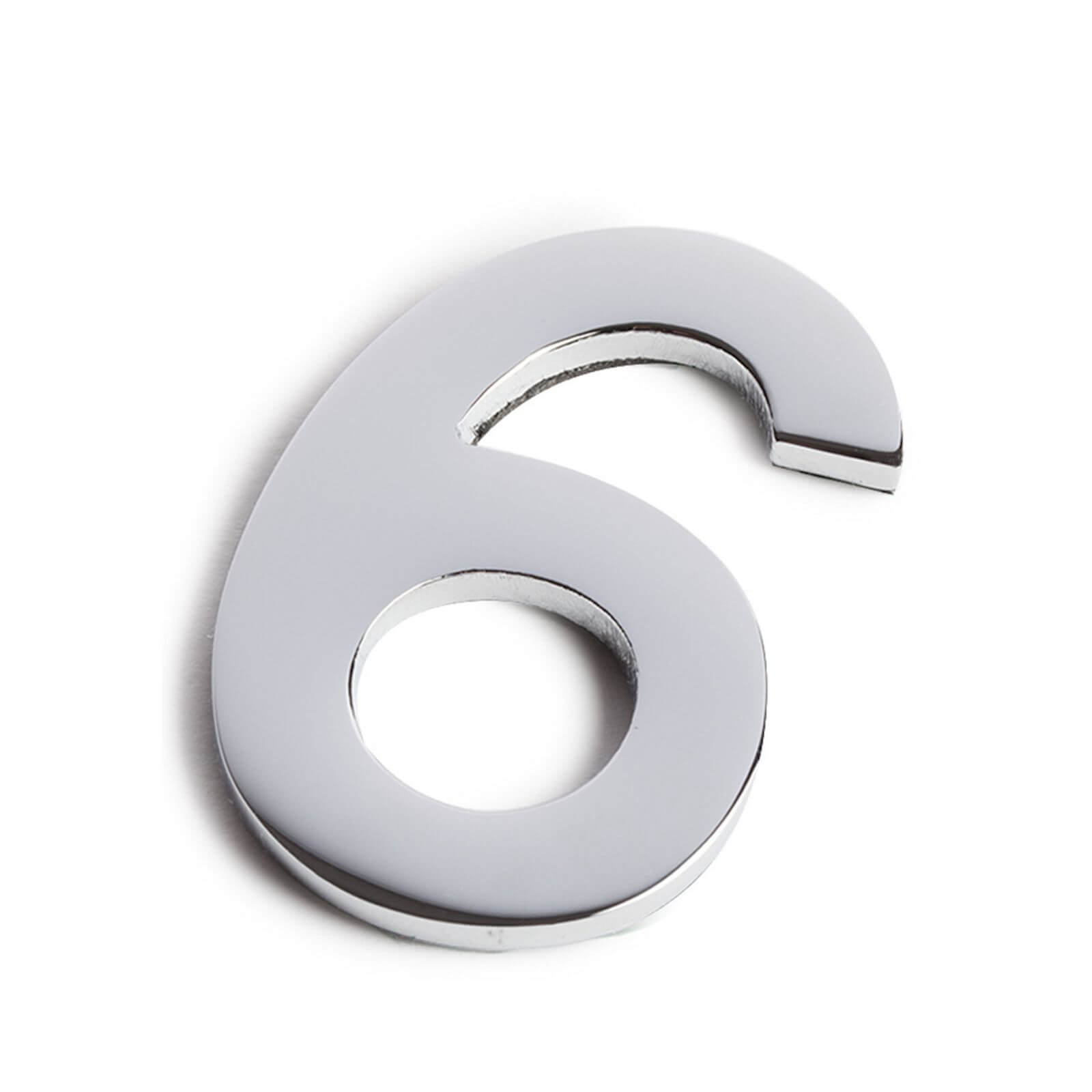 Chrome Self Adhesive House Number - 60mm - 6