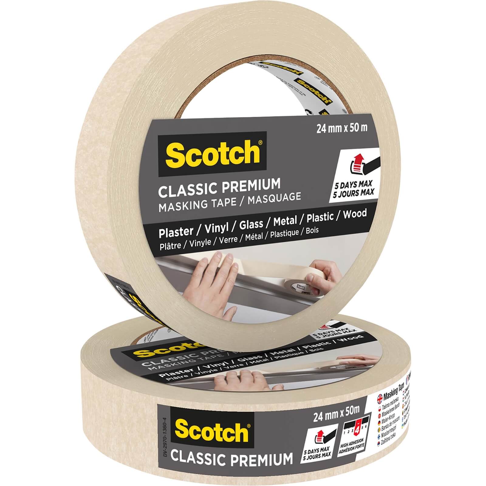 Scotch® Premium Classic Masking Tape, 24mm x 50m