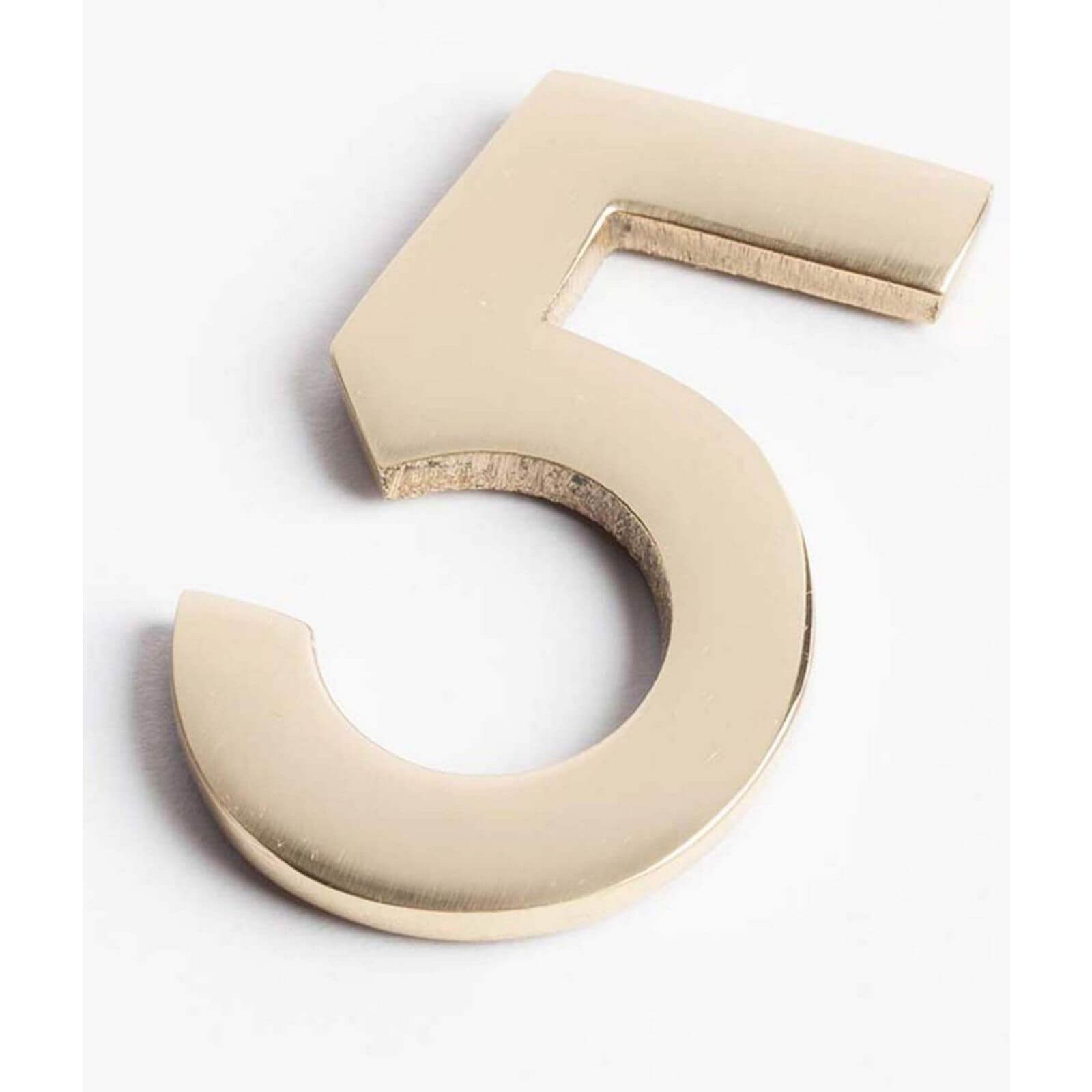 Polished Brass Numeral - Self Adhesive - 60mm - 5