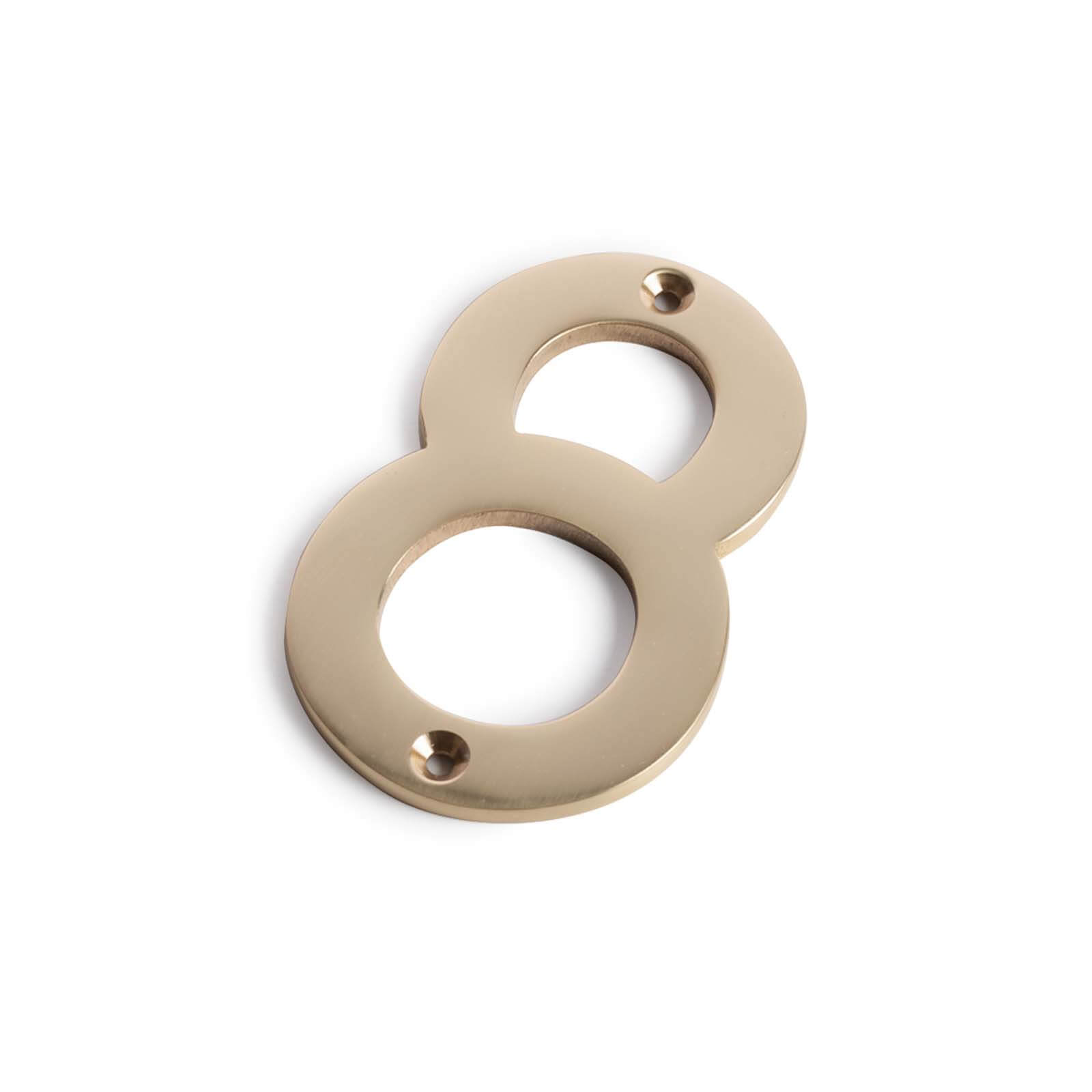 Polished Brass Numeral - Screw Fixing - 100mm - 8