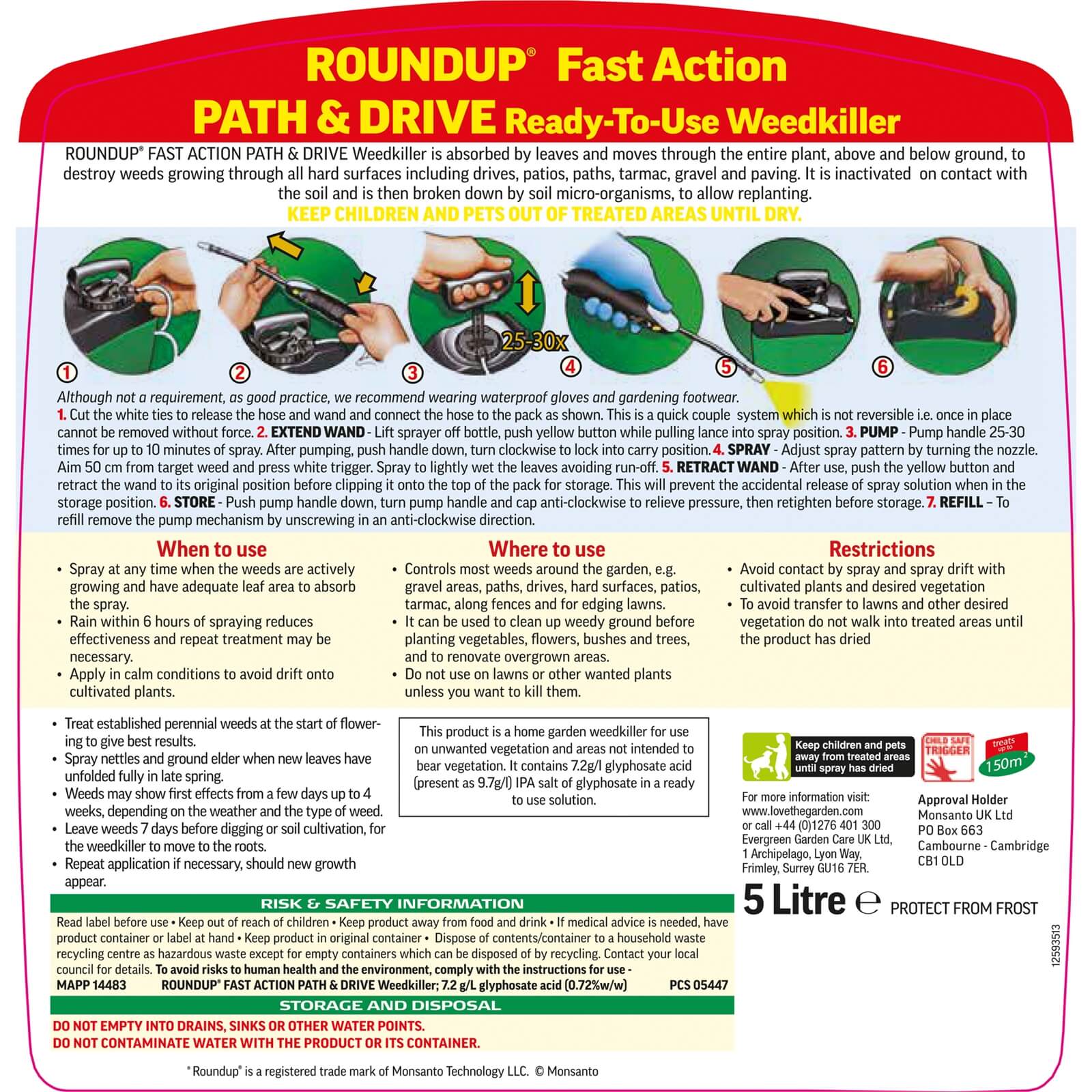 Roundup Path & Drive Ready To Use Pump N Go Weedkiller Refill - 5L