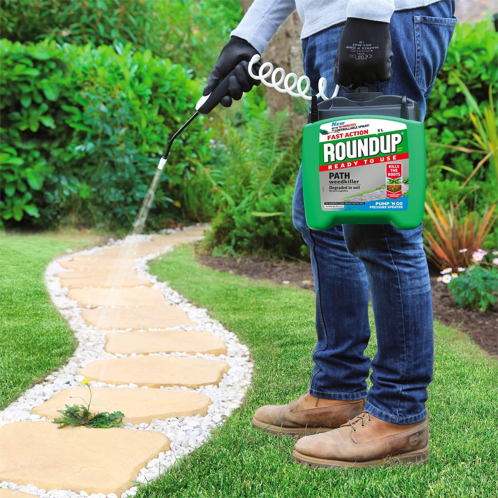Roundup Path & Drive Ready To Use Pump N Go Weedkiller - 5L