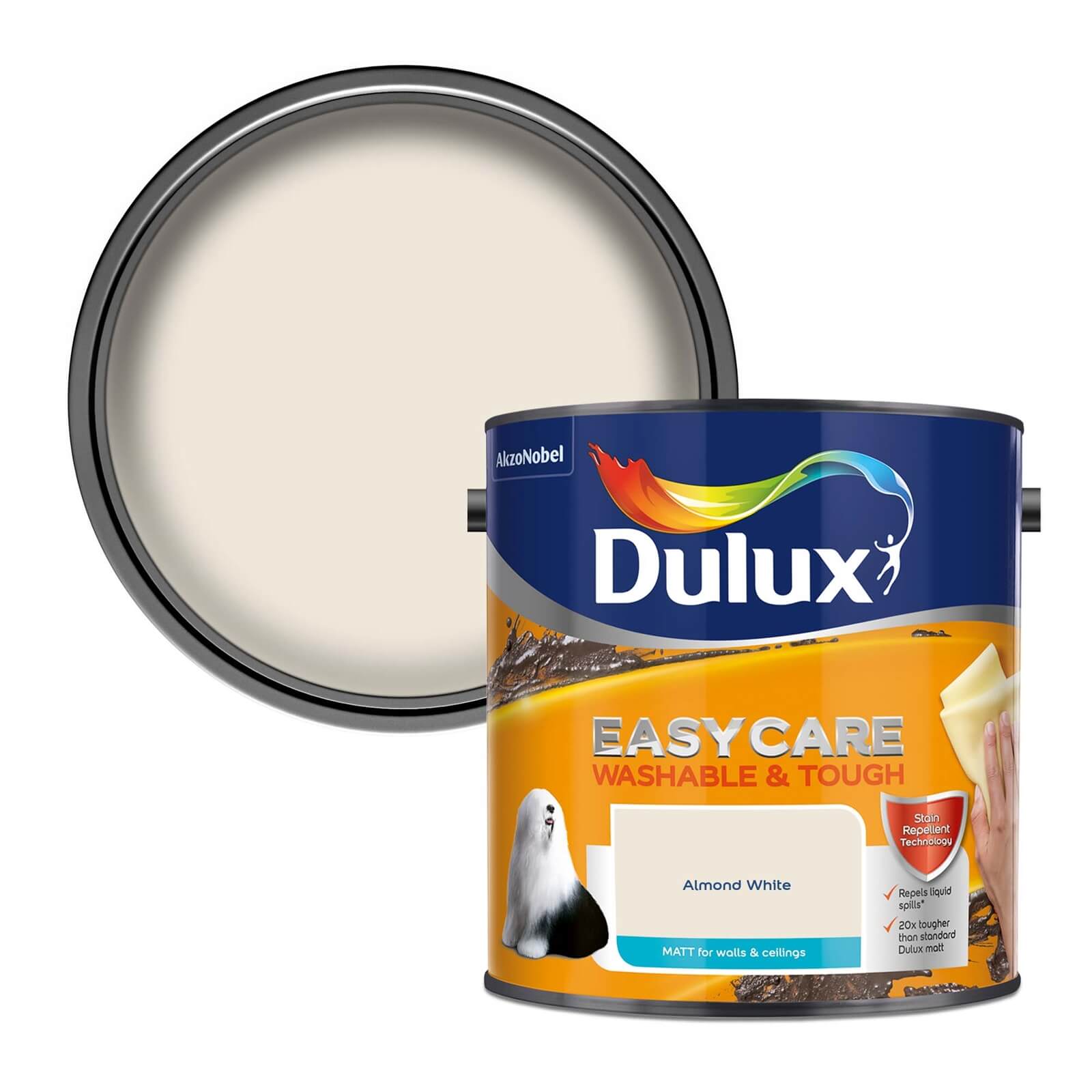 Dulux Easycare Washable & Tough Matt Paint Almond White - 2.5L