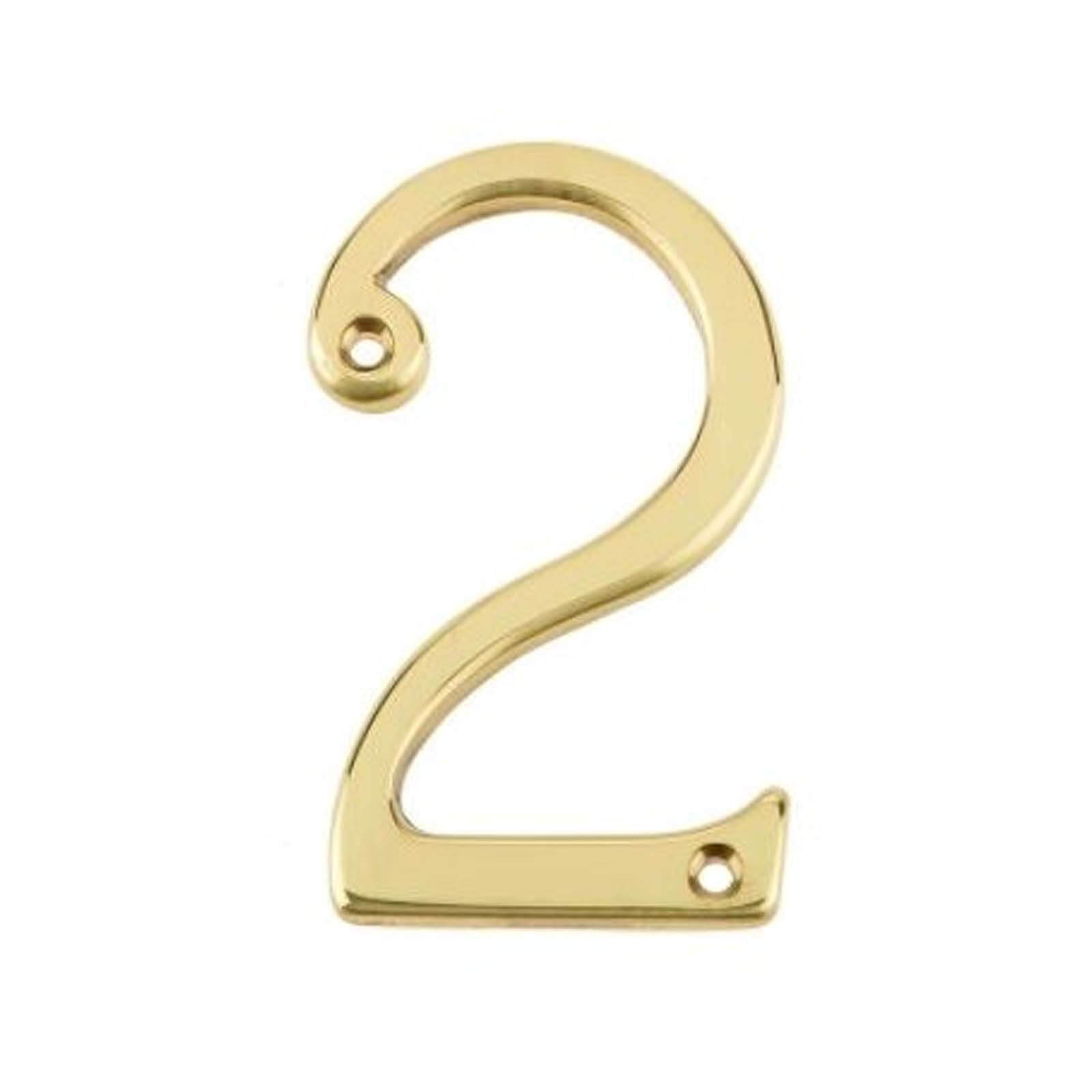 Polished Brass Numeral - Screw Fixing - 75mm - 2