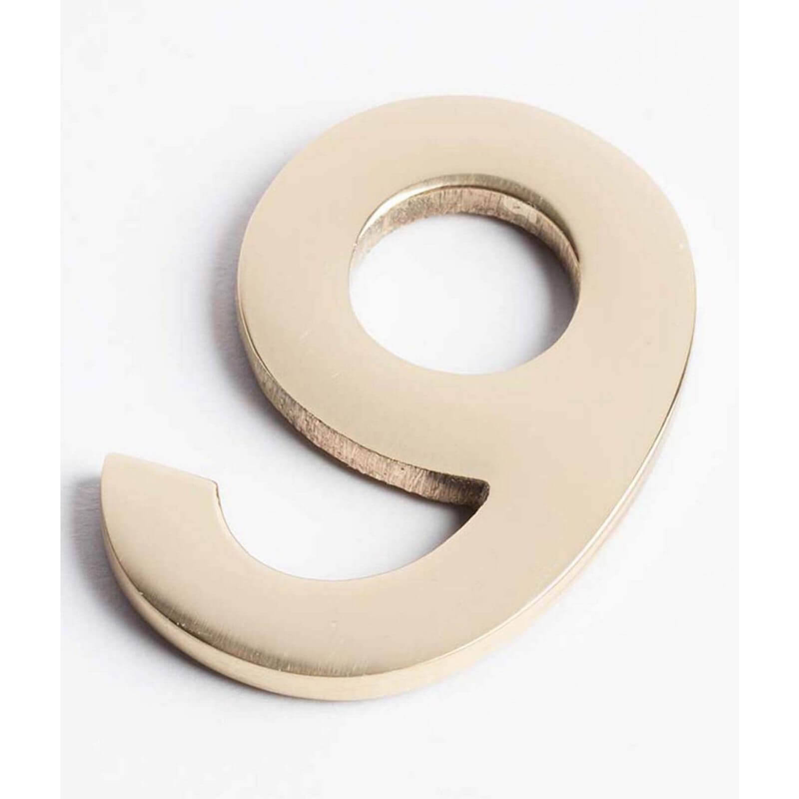 Polished Brass Numeral - Self Adhesive - 60mm - 9