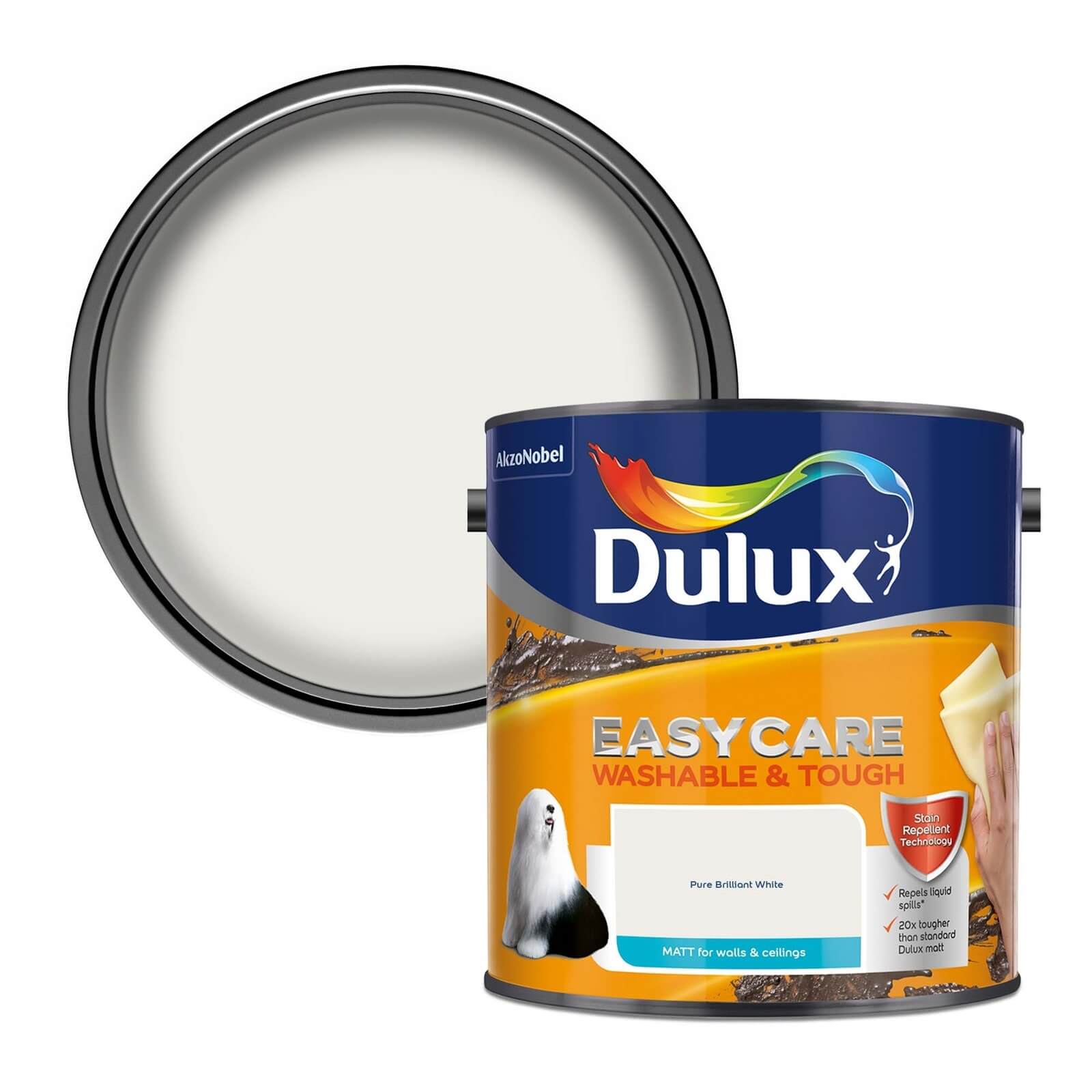 Dulux Easycare Washable & Tough Matt Paint Pure Brilliant White - 2.5L