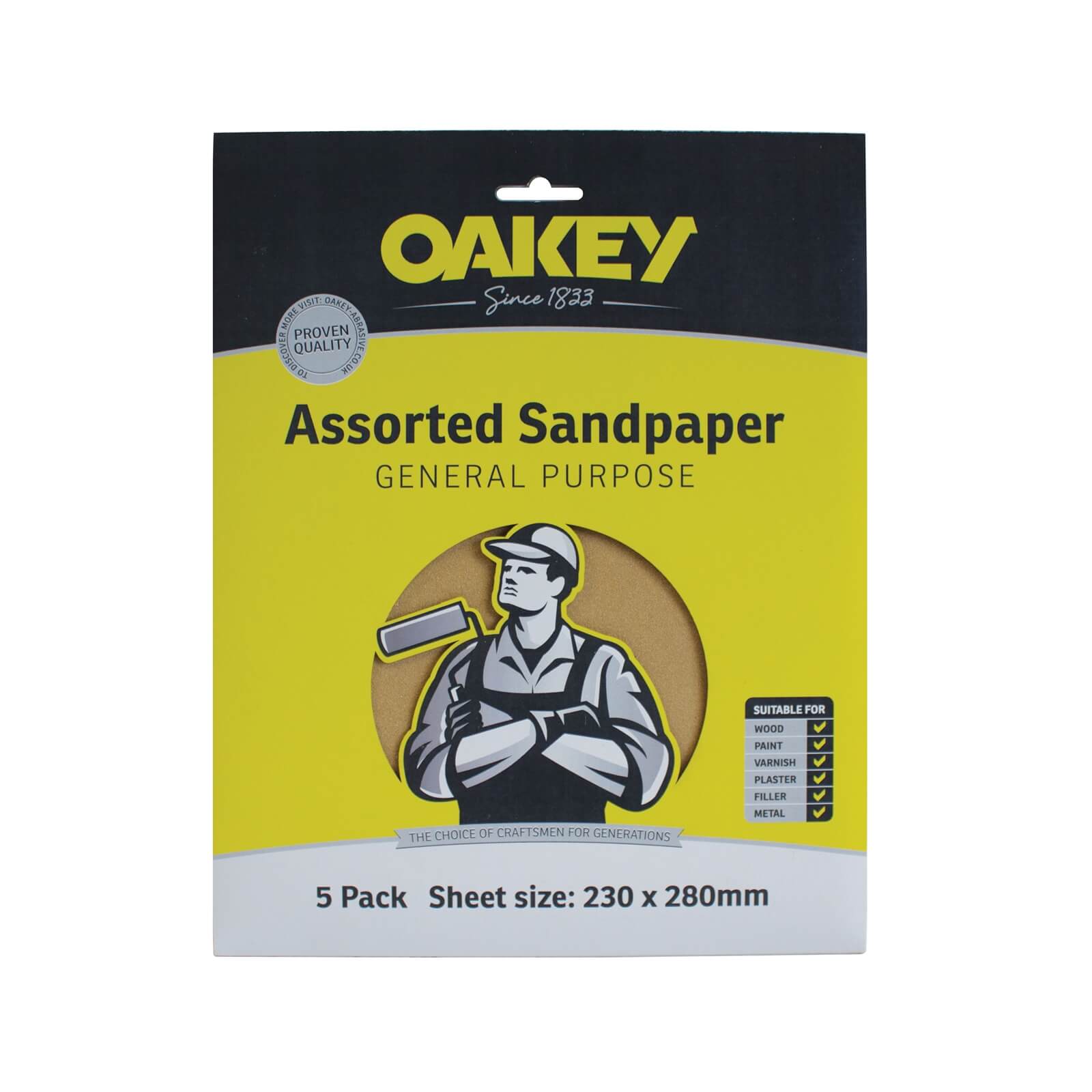 Oakey General Purpose 100 Grit Sandpaper - 5 Sheets
