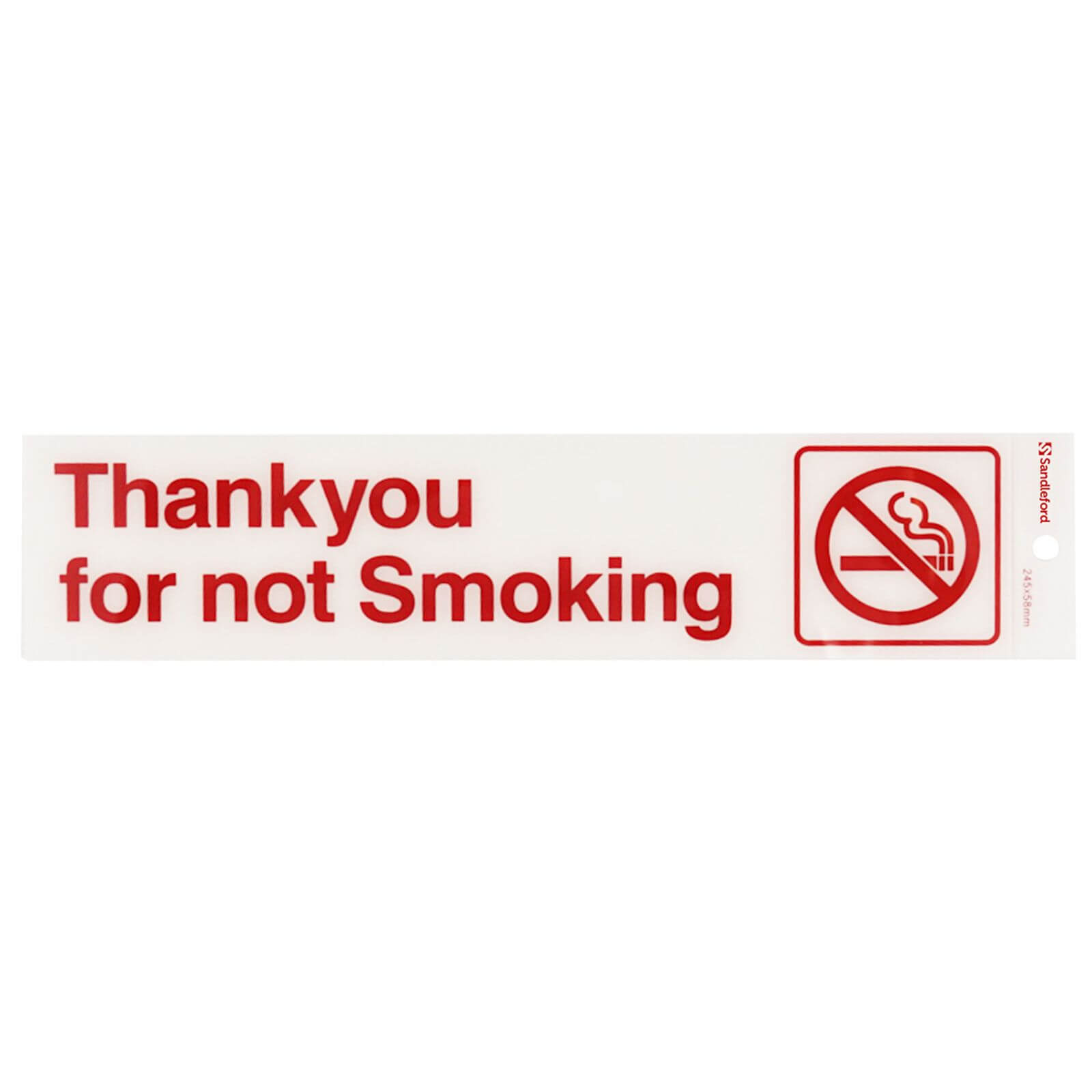 Self Adhesive Thank You For Not Smoking Sign - 245 x 58mm