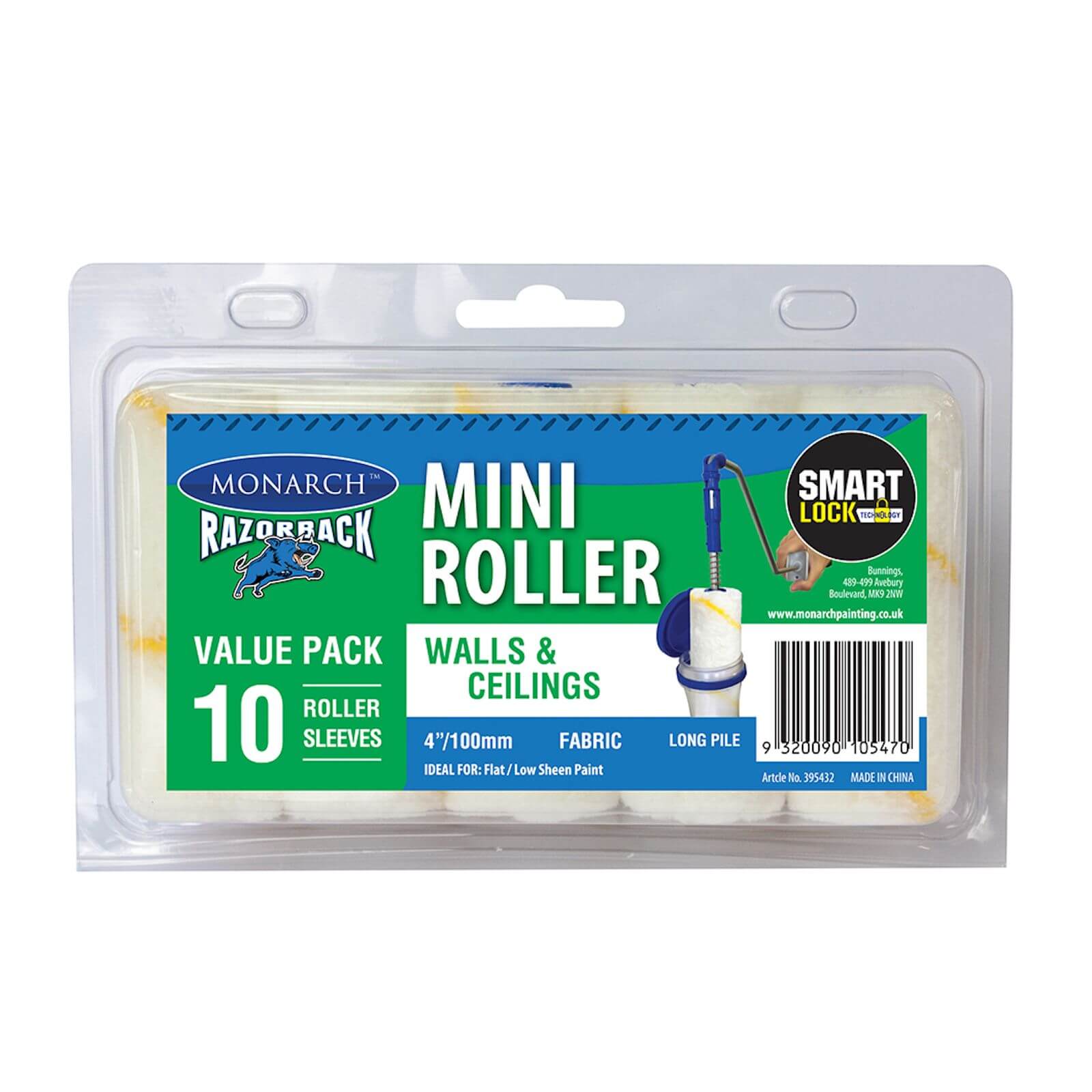 Monarch Razorback Mini Roller Refill Fabric - 100mm - 10 Pack